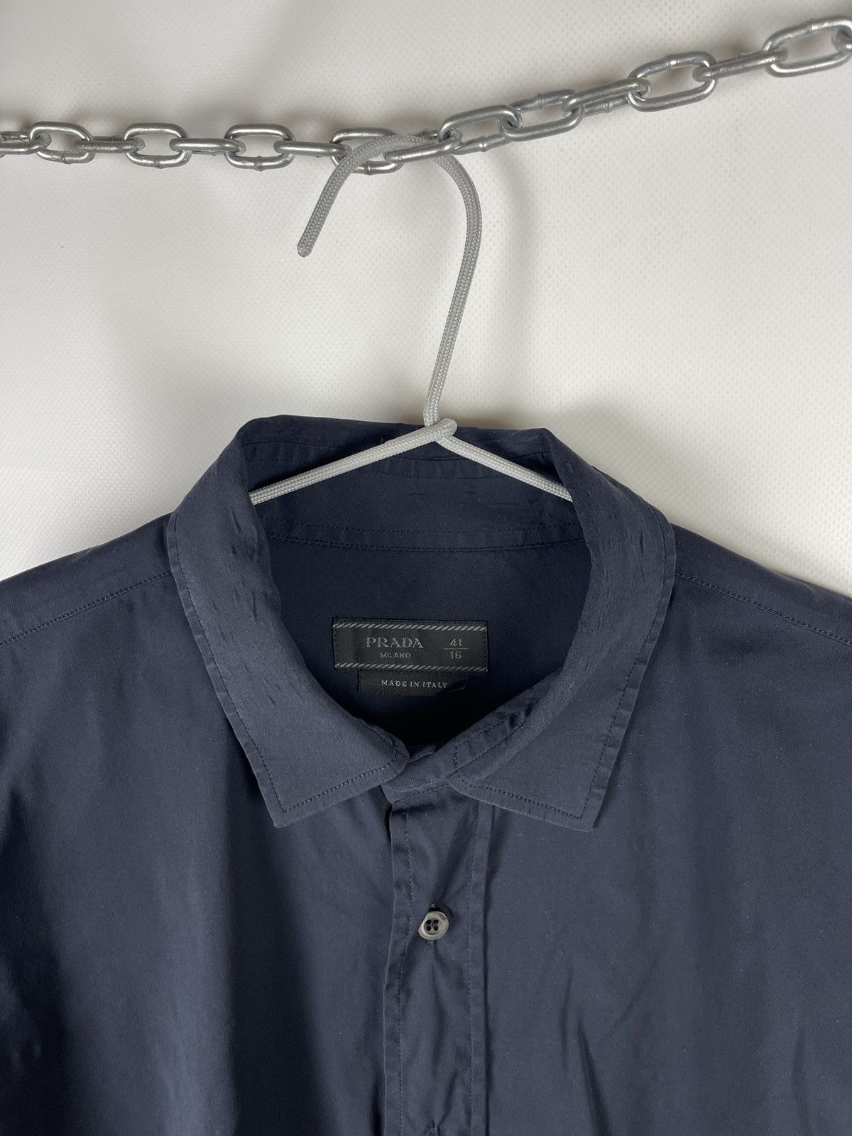 Prada Prada made in Italy navy cotton shirt size 41 16 Size US L / EU 52-54 / 3 - 9 Thumbnail