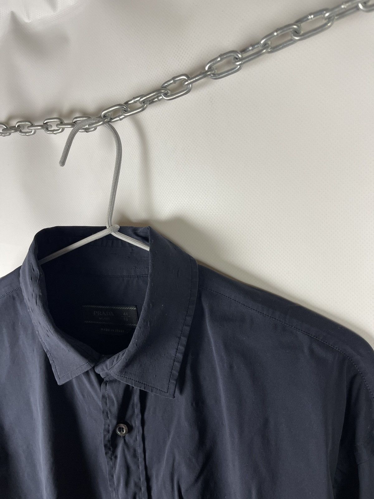 Prada Prada made in Italy navy cotton shirt size 41 16 Size US L / EU 52-54 / 3 - 11 Thumbnail