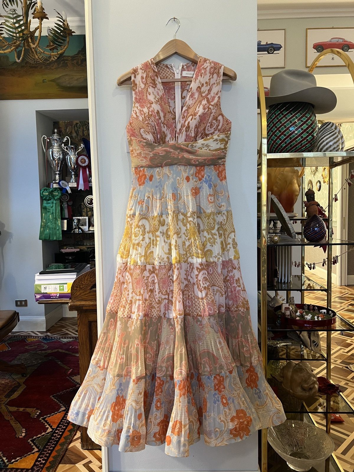zimmermann postcard pleated midi dress postcard pleated midi dress