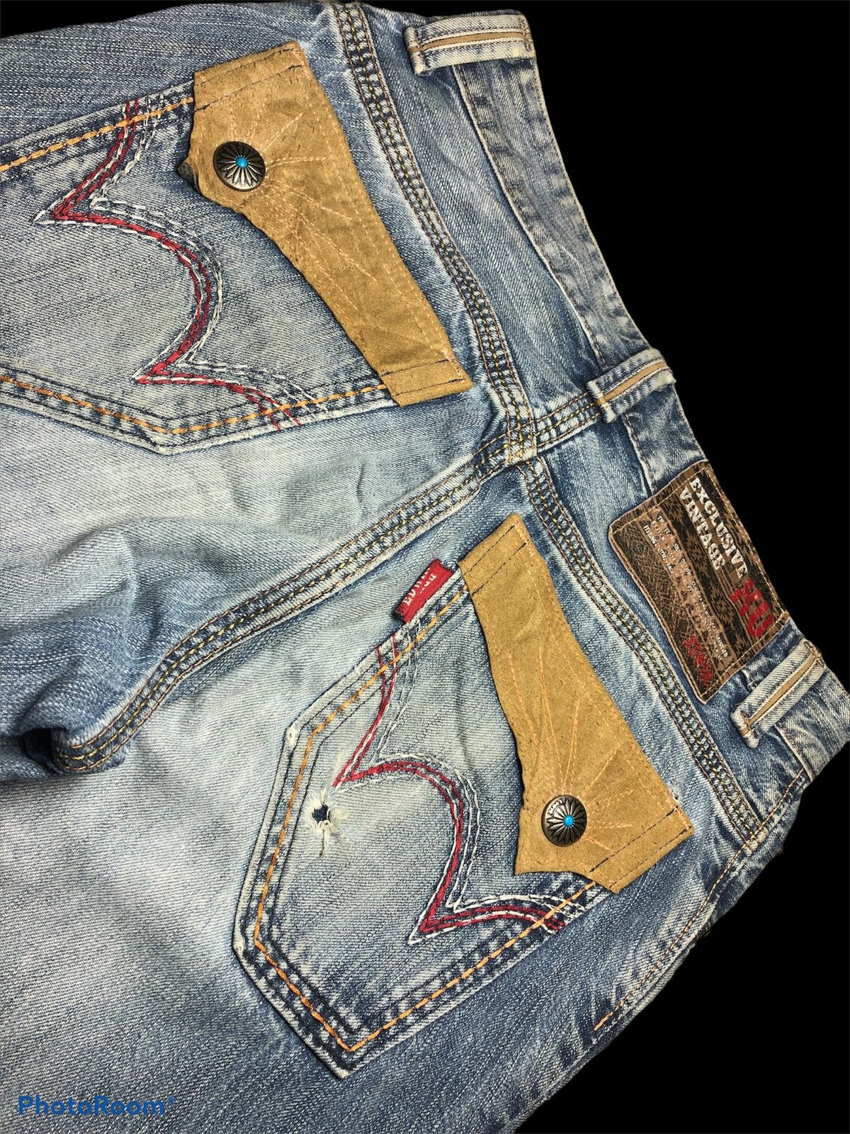 Edwin × Japanese Brand FLARE DISTRESSED EDWIN XV WASHED BLUE JEANS Size US 31 - 3 Thumbnail