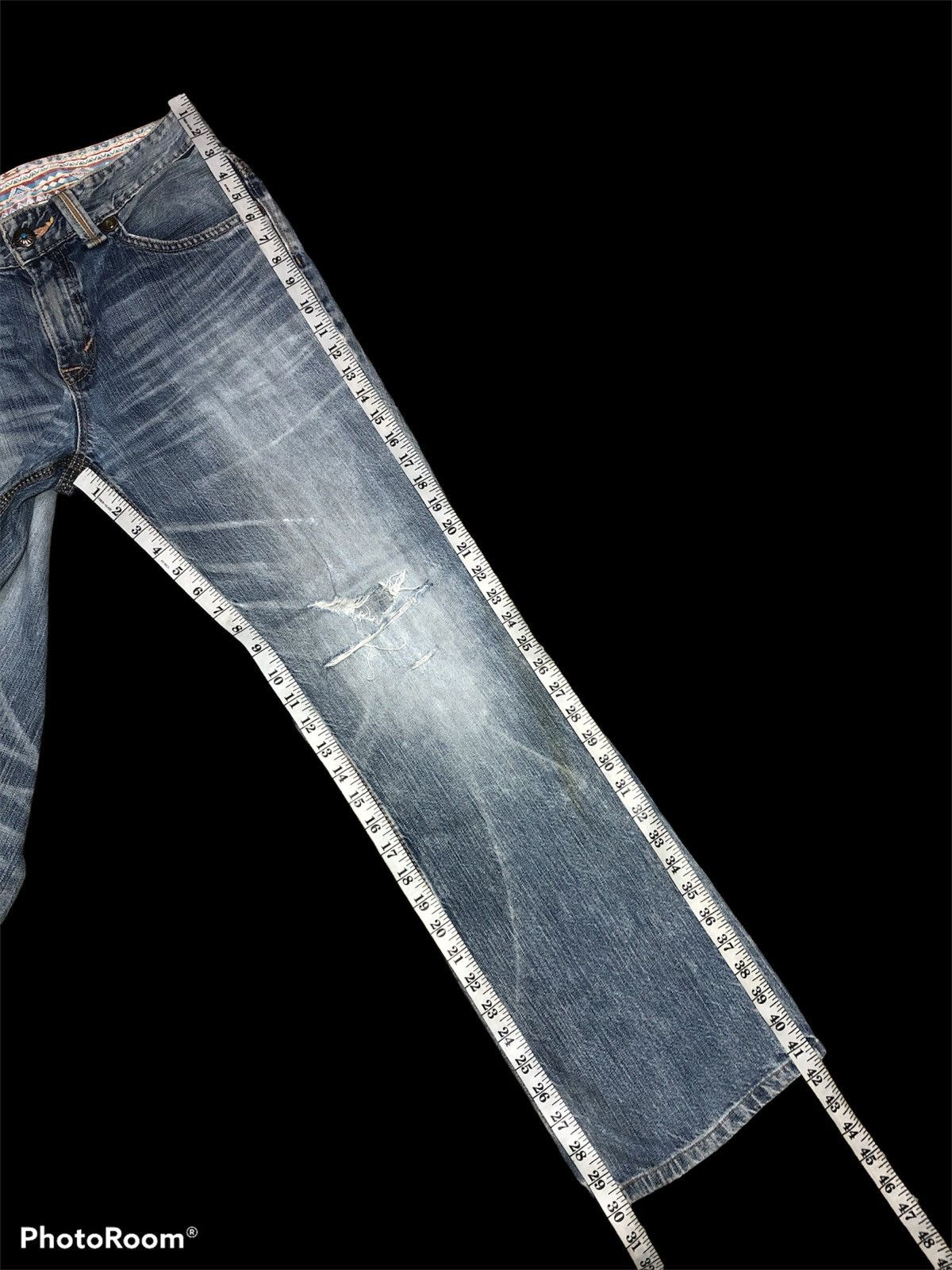 Edwin × Japanese Brand FLARE DISTRESSED EDWIN XV WASHED BLUE JEANS Size US 31 - 9 Thumbnail