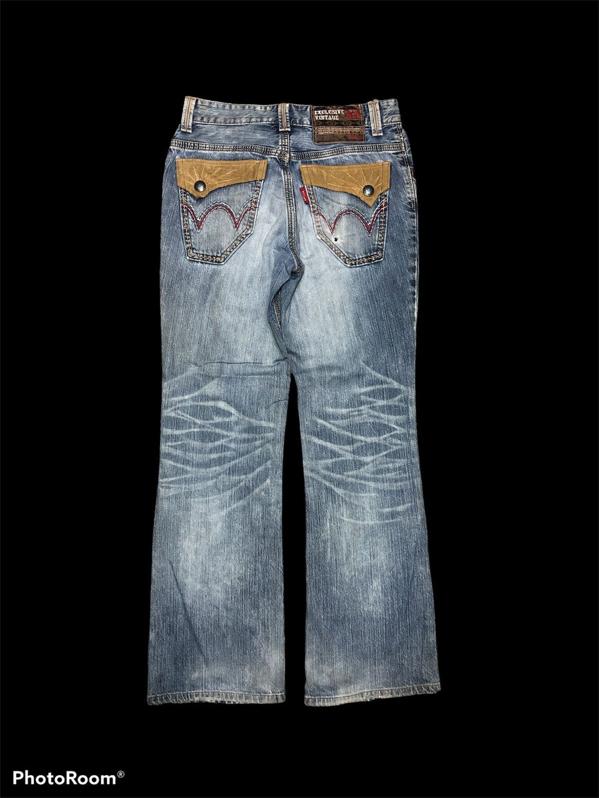 Edwin × Japanese Brand FLARE DISTRESSED EDWIN XV WASHED BLUE JEANS Size US 31 - 2 Thumbnail