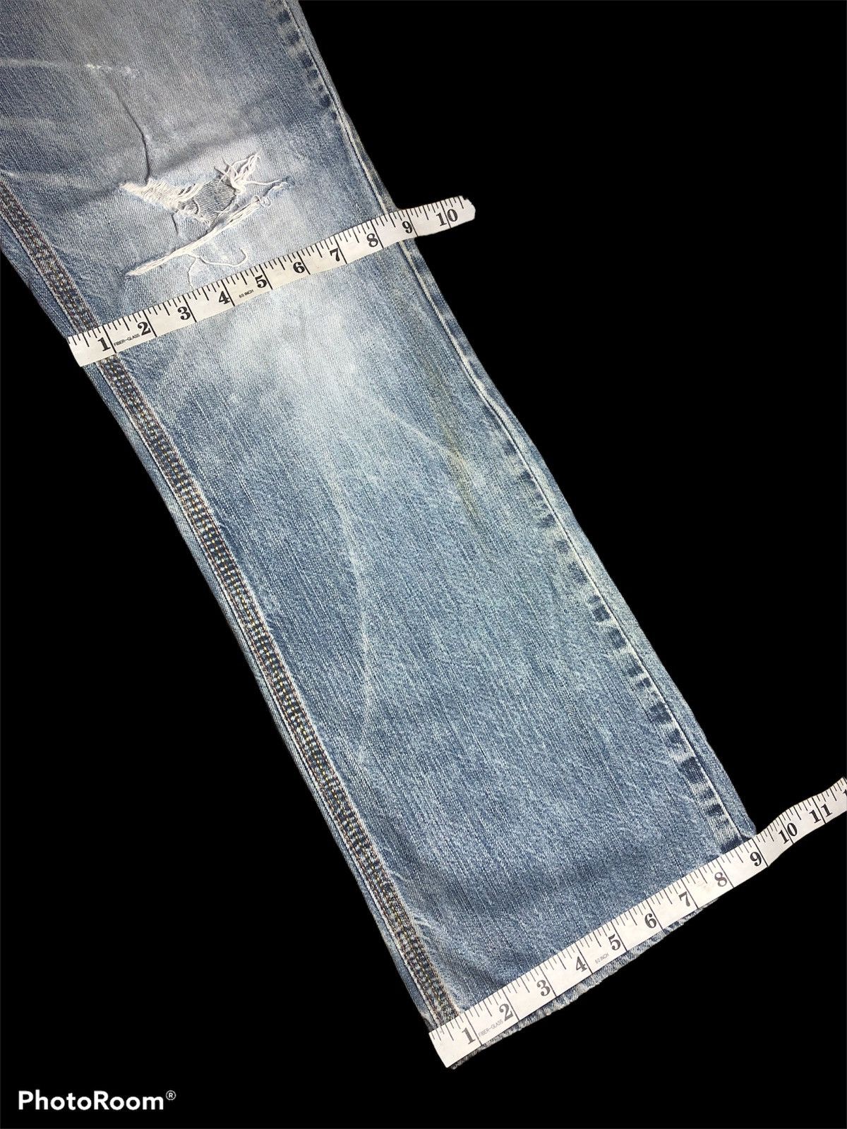 Edwin × Japanese Brand FLARE DISTRESSED EDWIN XV WASHED BLUE JEANS Size US 31 - 8 Thumbnail