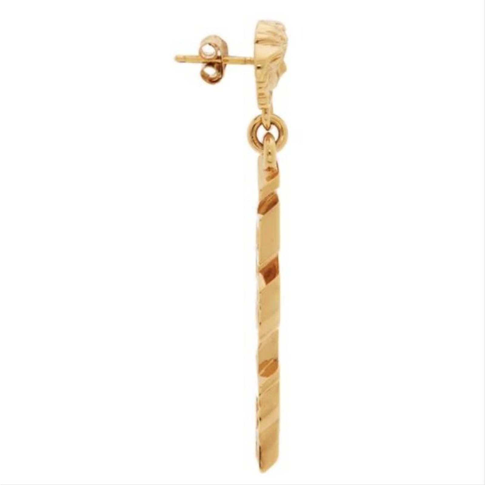 Versace Medusa logo bar gold tone earrings Size ONE SIZE - 2 Thumbnail