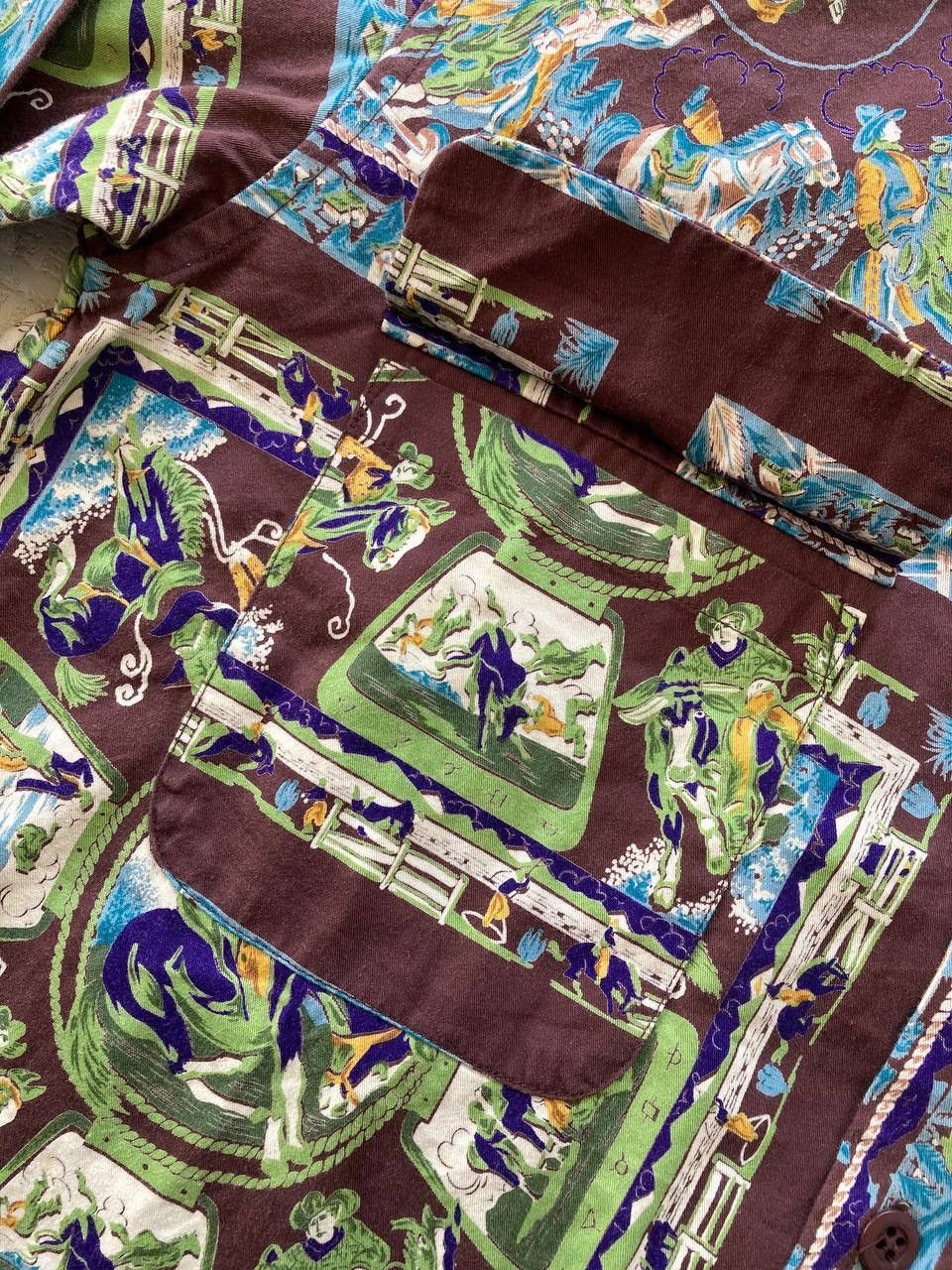 Cowboy Fullprint Button Up Shirt By Sugar Cane