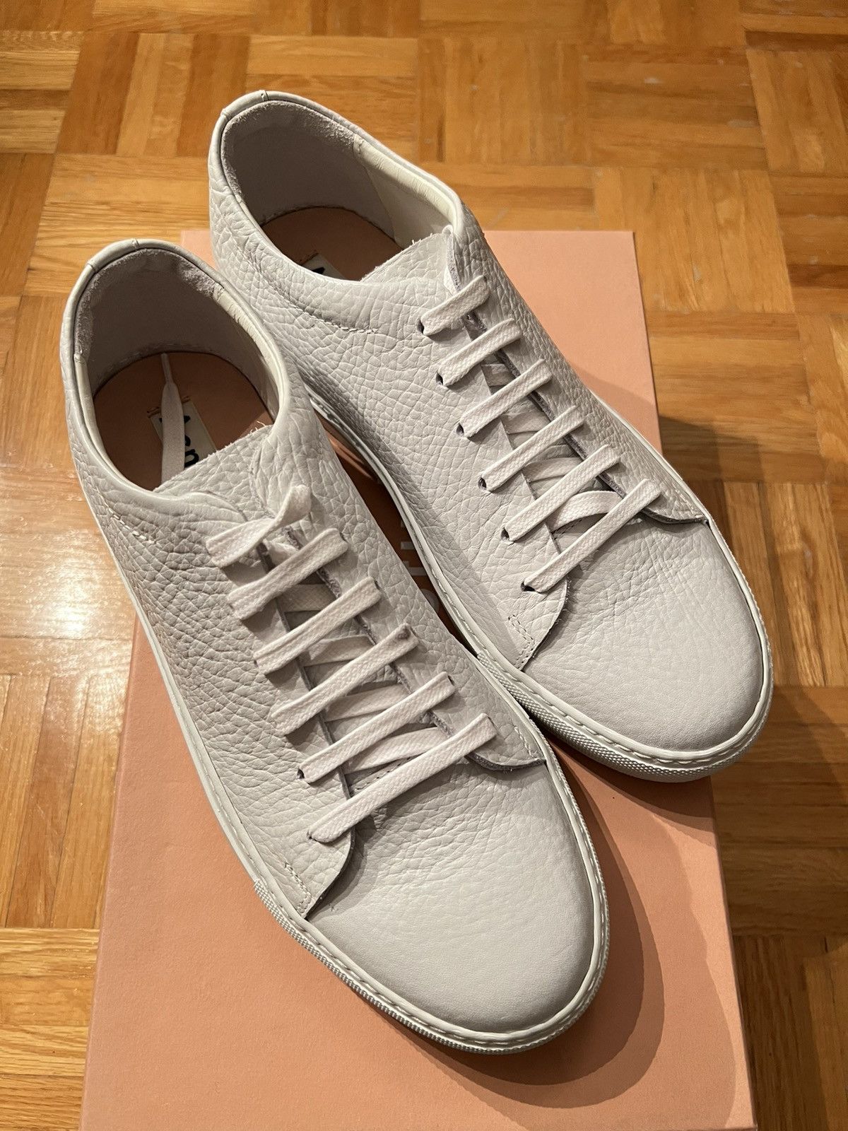 Acne Studios NEW 40 White Adrian Classic Sneakers Grain Leather Shoes Size US 7 / EU 40 - 6 Thumbnail