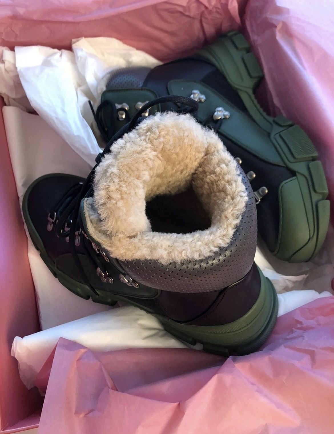 Gucci NEW Flashtrek Hiking Shearling Wool Fur Boots Sneakers Size US 8 / EU 41 - 5 Thumbnail
