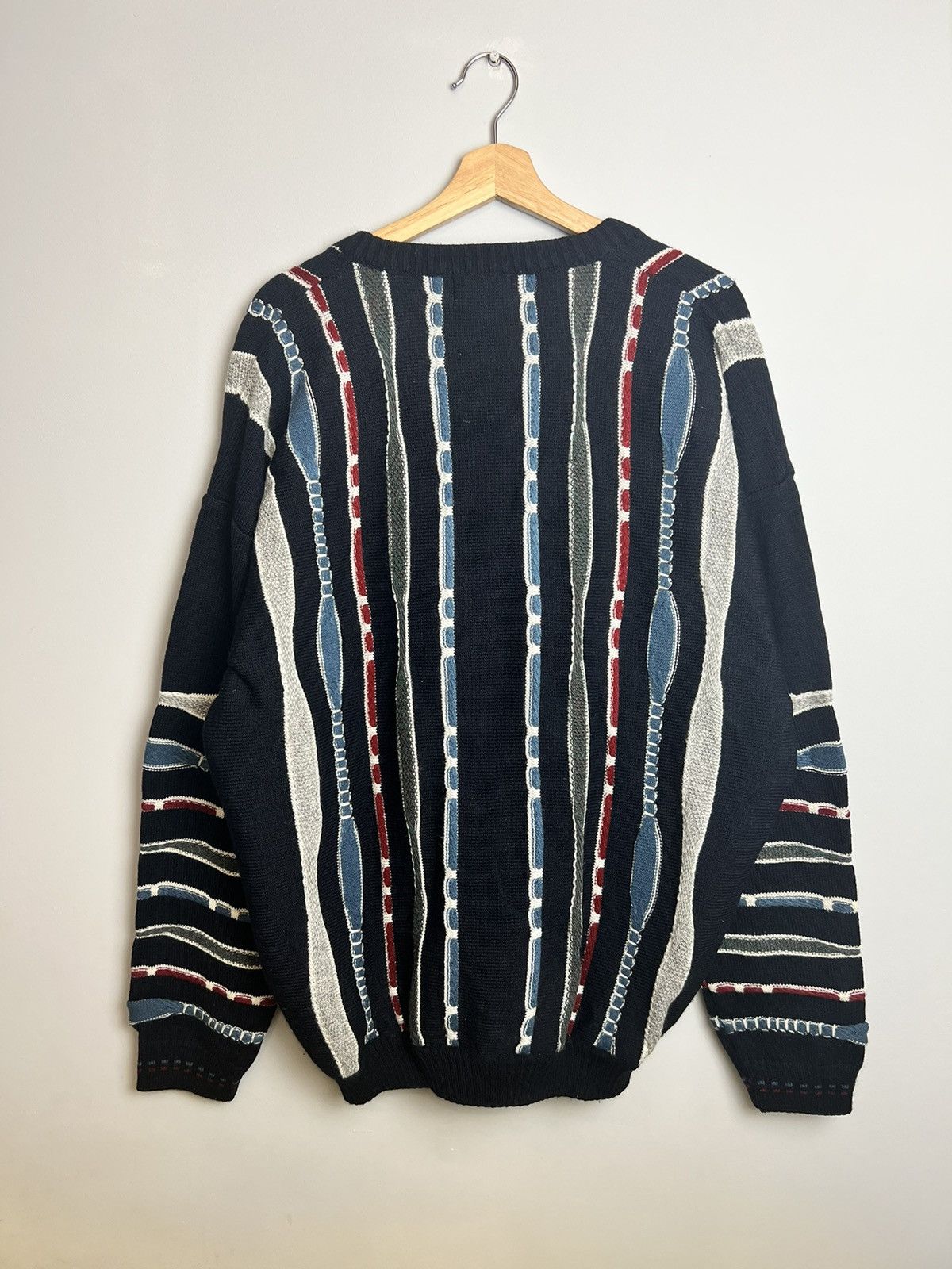 Vintage Vintage 90s Coloured Cable Knit Cardigan Like Coogi Size US XL / EU 56 / 4 - 2 Thumbnail