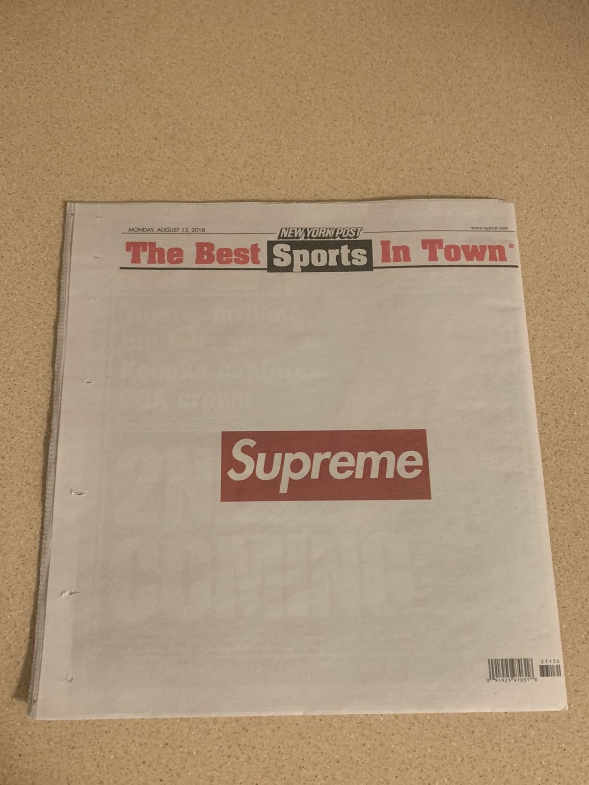 Supreme NewYork Post x Supreme Newspaper Rare Size ONE SIZE - 3 Thumbnail