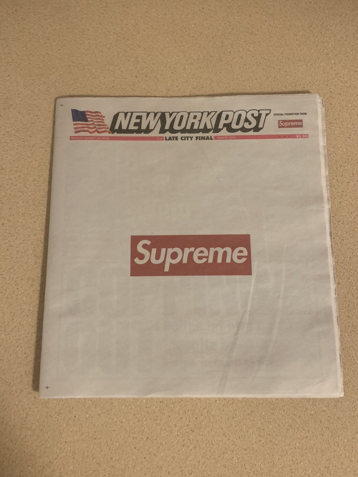 Supreme NewYork Post x Supreme Newspaper Rare Size ONE SIZE - 1 Thumbnail