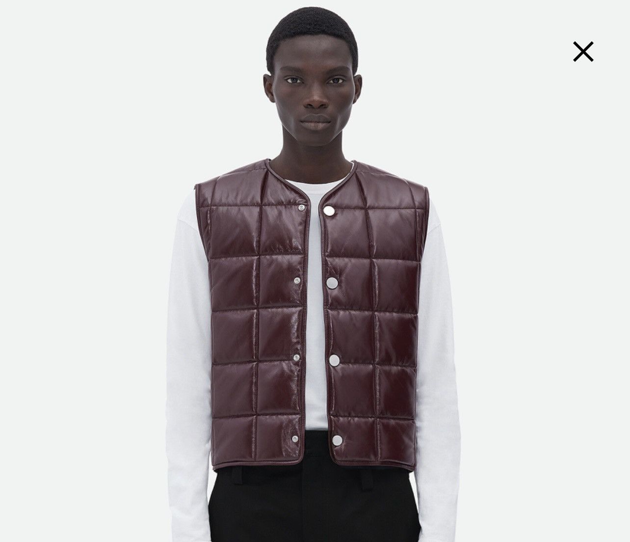 image of Bottega Veneta Leather Padded Gilet - Retail $3,400 - NWT in Ox Blood, Men's (Size XL)