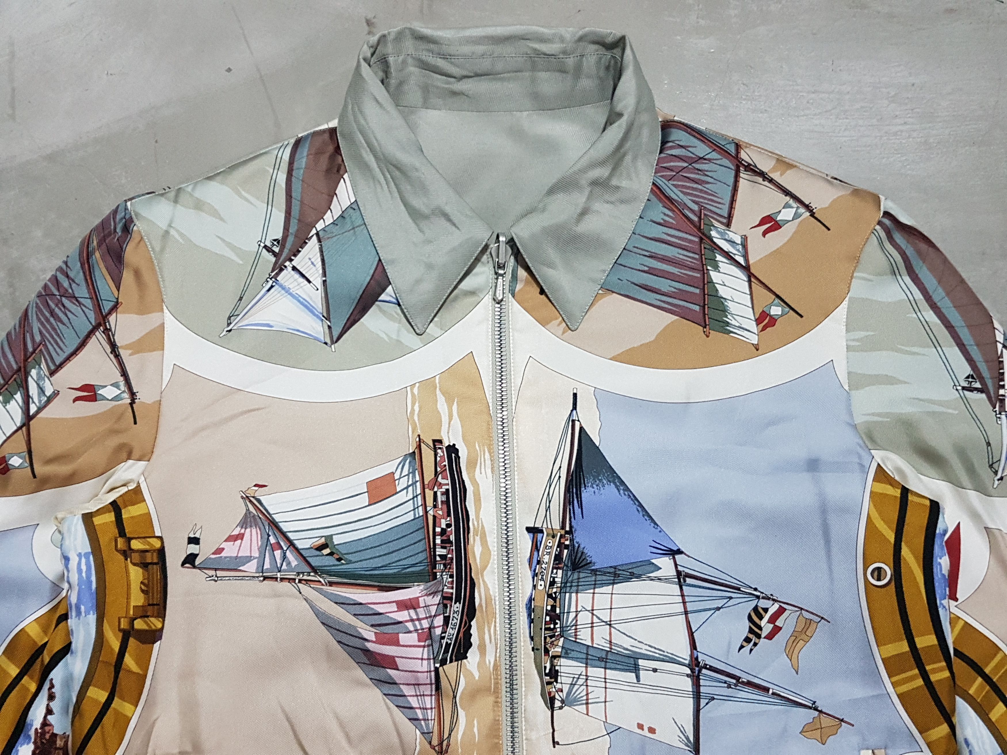 Hermes Hermes Sailboat & Lighthouse Silk & Cotton Reversible Jacket Size XS / US 0-2 / IT 36-38 - 8 Thumbnail