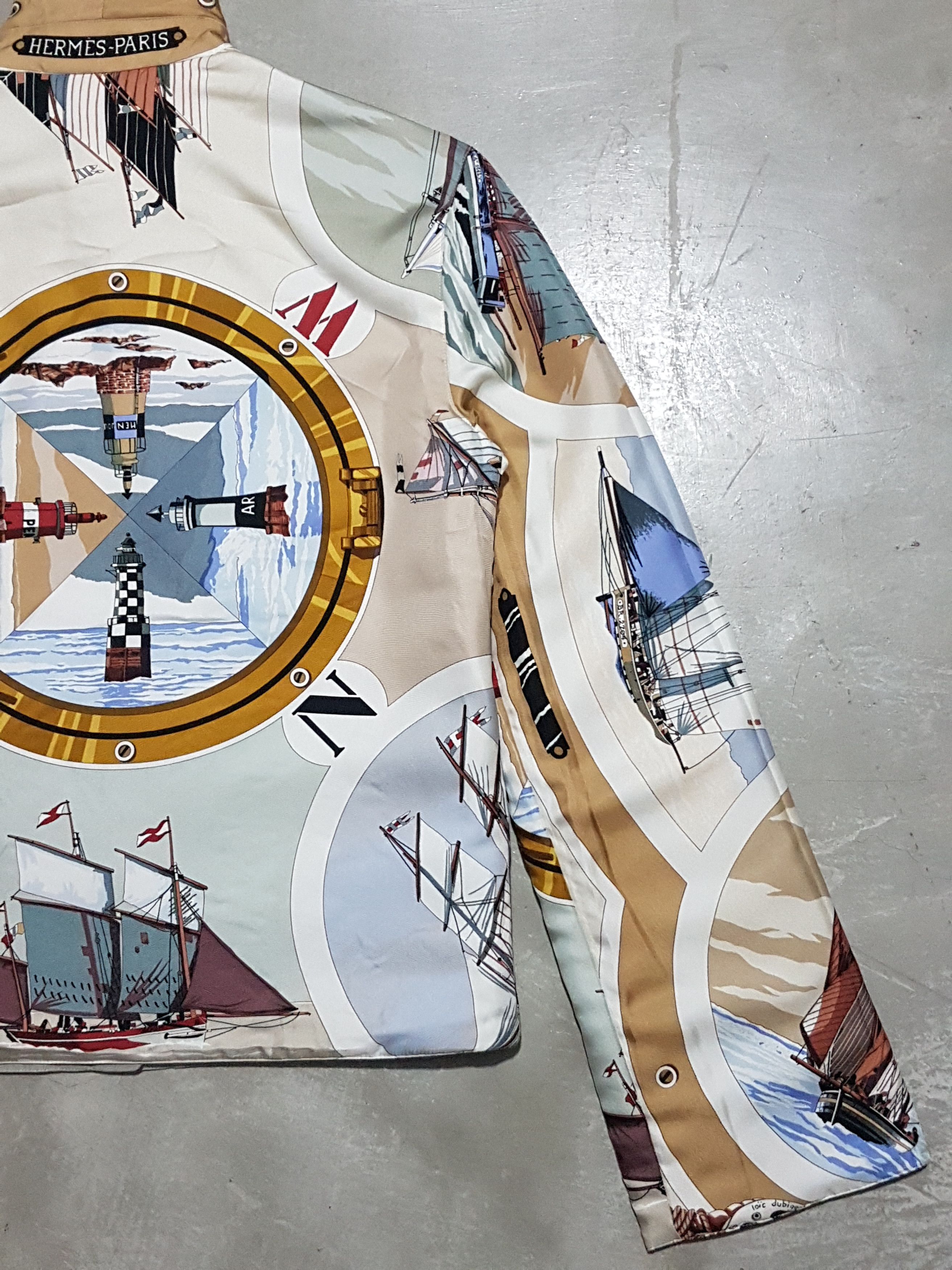 Hermes Hermes Sailboat & Lighthouse Silk & Cotton Reversible Jacket Size XS / US 0-2 / IT 36-38 - 14 Thumbnail