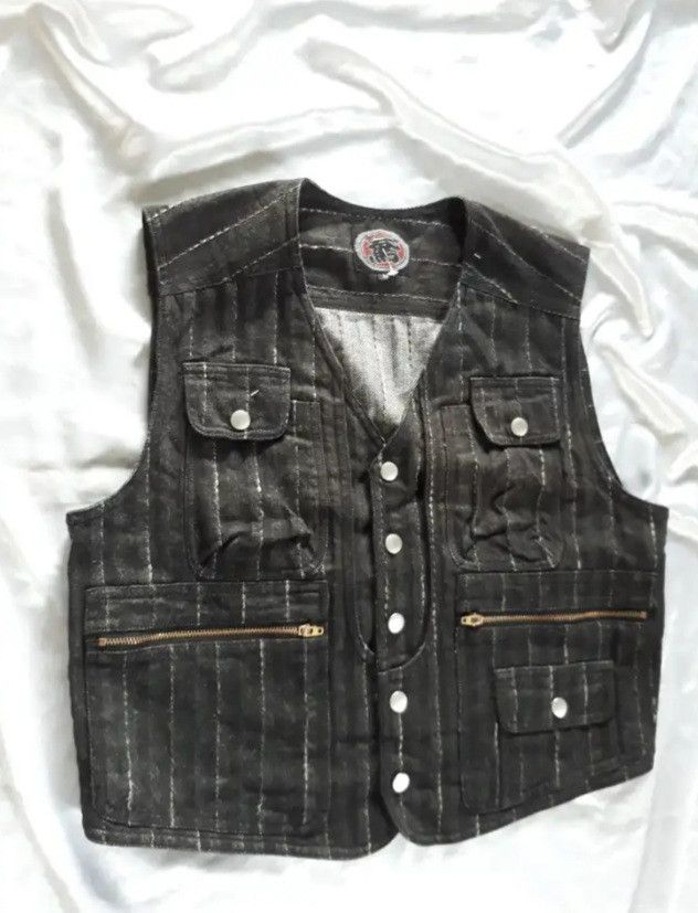 Japanese Brand 💥Stripe japanese harajuku denim vest Size US M / EU 48-50 / 2 - 7 Thumbnail