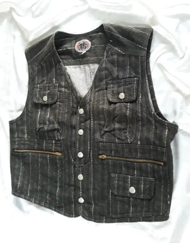 Japanese Brand 💥Stripe japanese harajuku denim vest Size US M / EU 48-50 / 2 - 6 Thumbnail