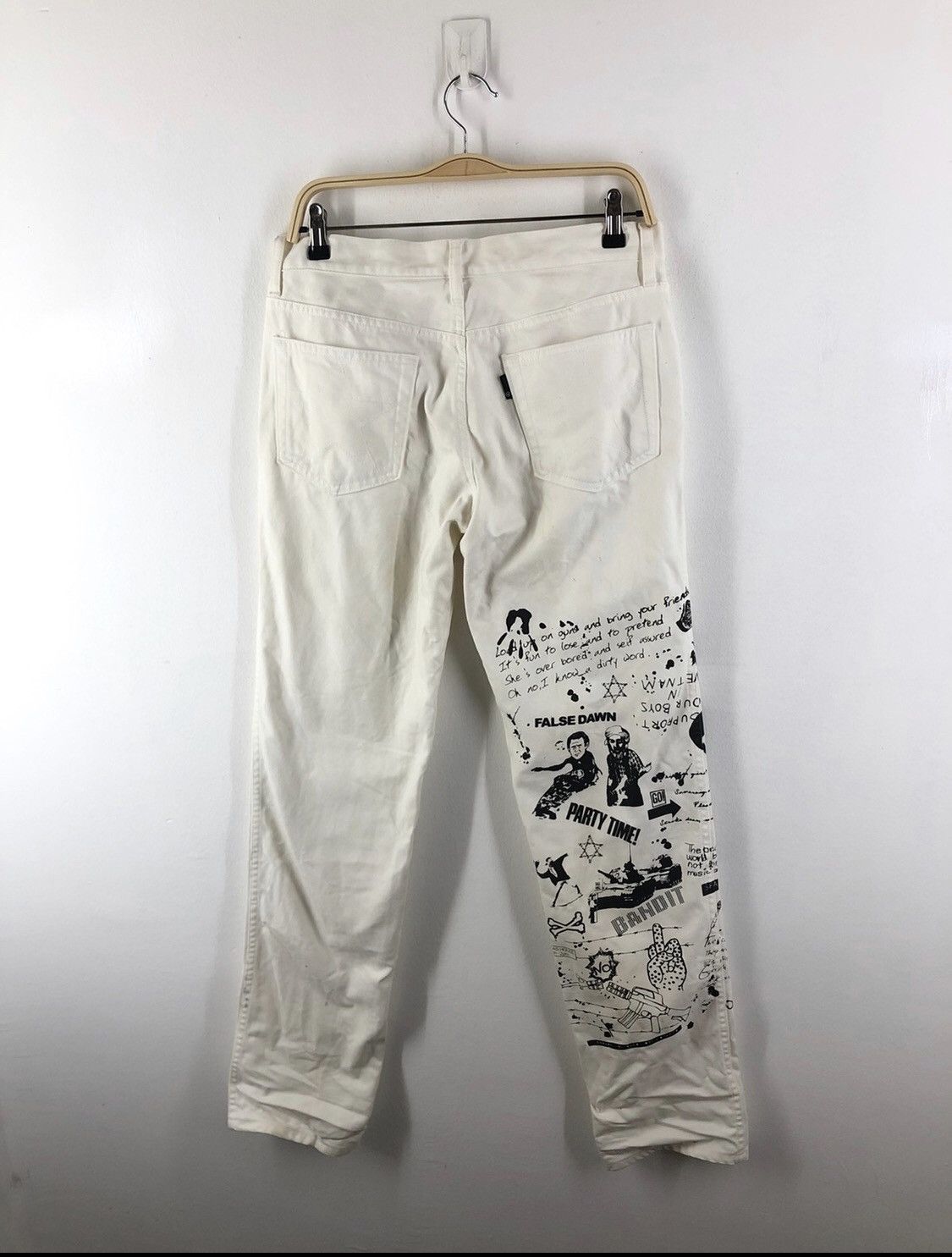 Japanese Brand Art World War CBGB Punk Rock Design White Jeans Size US 32 / EU 48 - 2 Thumbnail