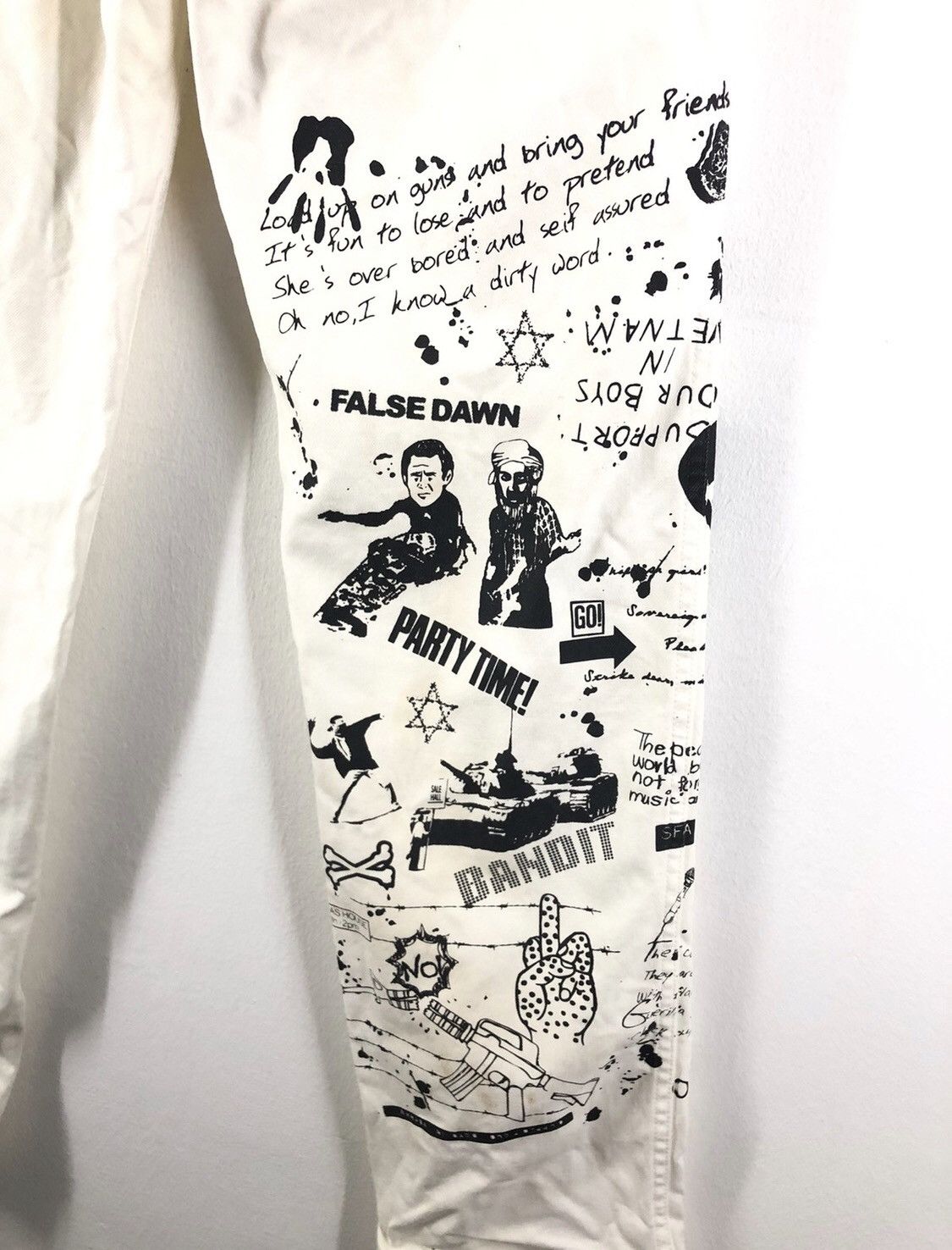 Japanese Brand Art World War CBGB Punk Rock Design White Jeans Size US 32 / EU 48 - 5 Thumbnail