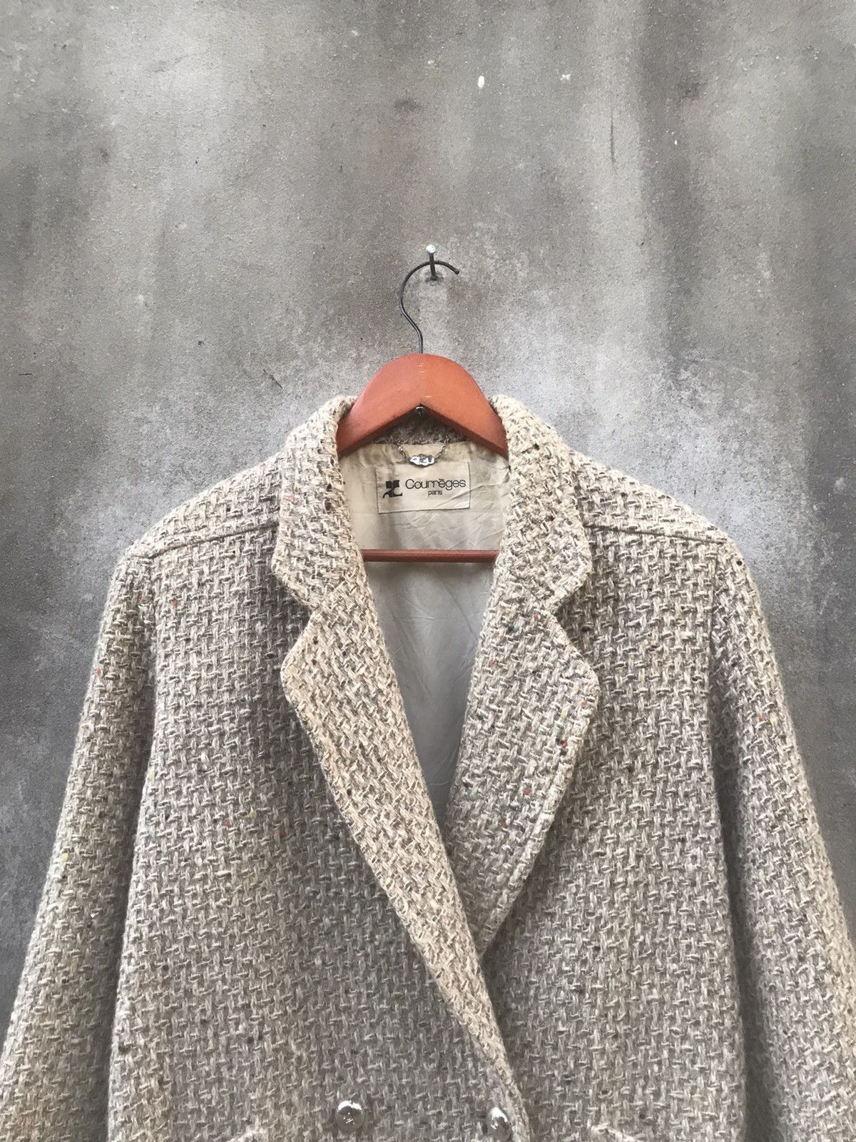 Courreges ARCHIVE Courrèges Paris Silver Logo Button Heavy Tweed Coat Size M / US 6-8 / IT 42-44 - 5 Thumbnail