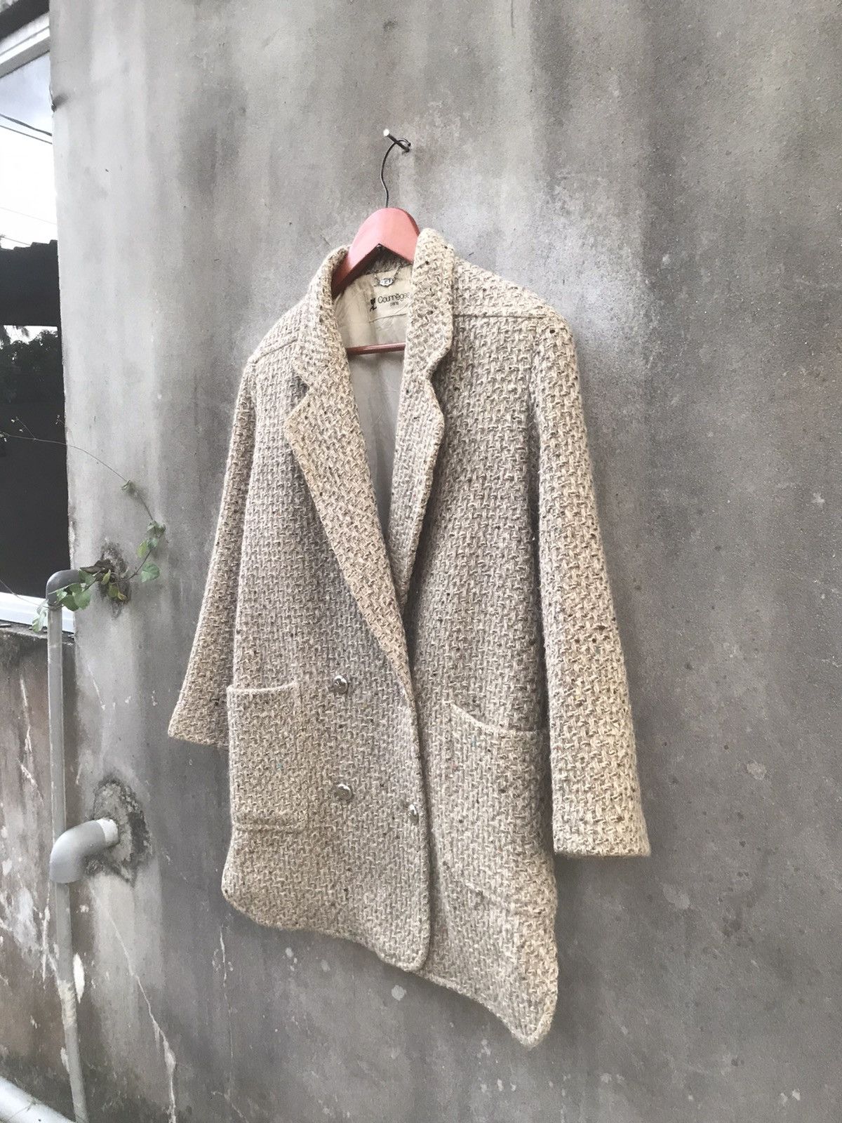Courreges ARCHIVE Courrèges Paris Silver Logo Button Heavy Tweed Coat Size M / US 6-8 / IT 42-44 - 6 Thumbnail