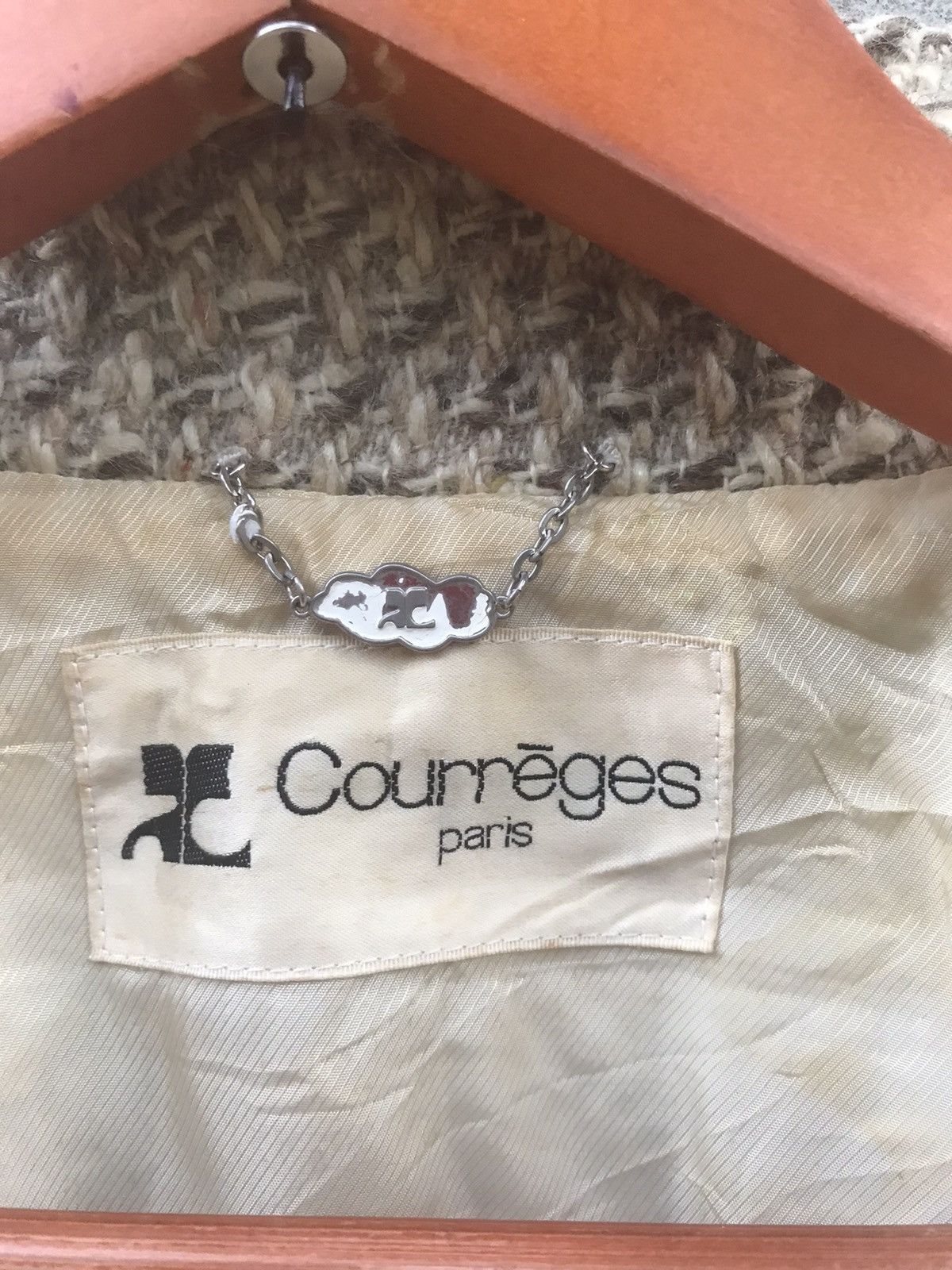 Courreges ARCHIVE Courrèges Paris Silver Logo Button Heavy Tweed Coat Size M / US 6-8 / IT 42-44 - 13 Thumbnail