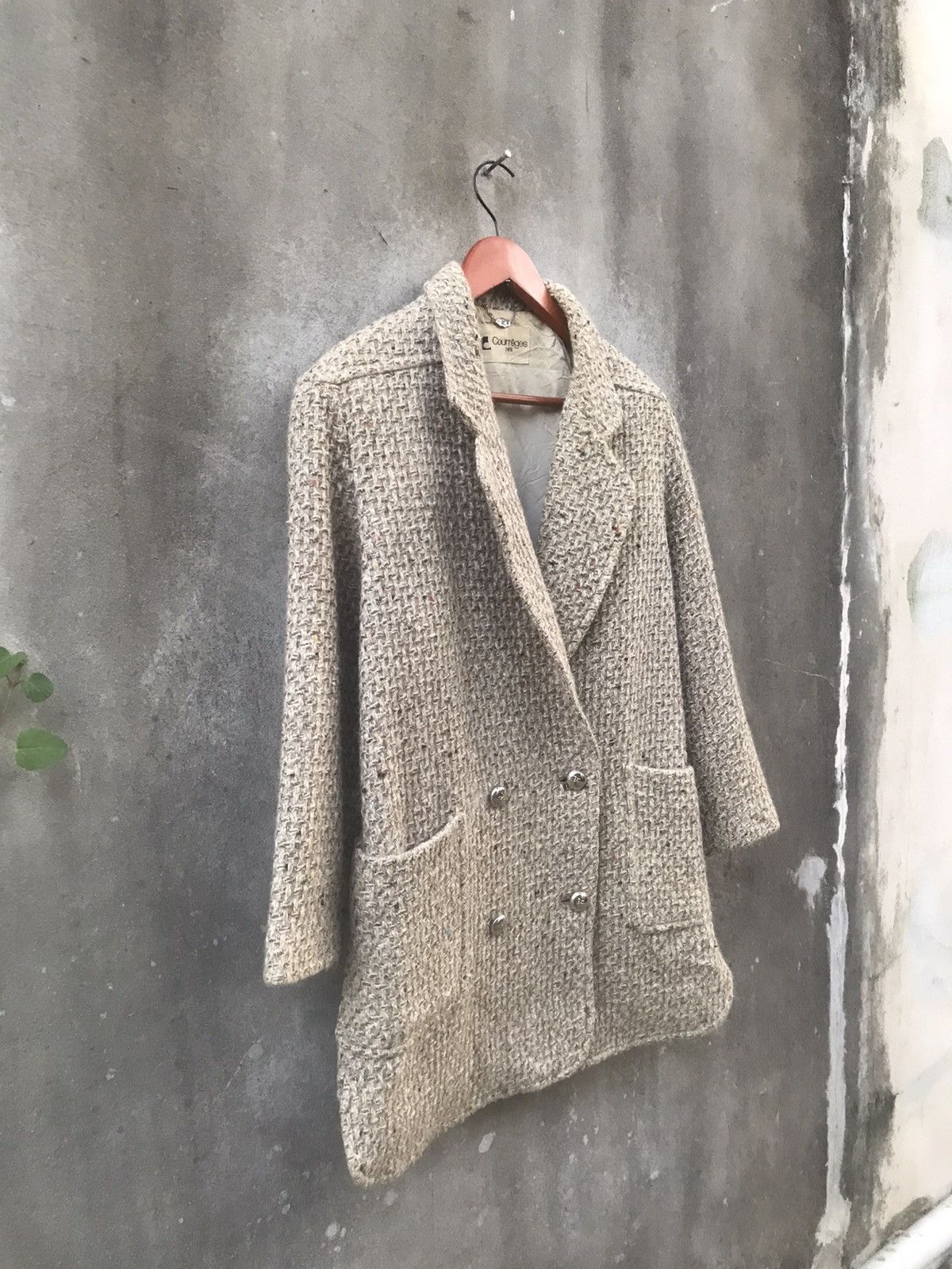 Courreges ARCHIVE Courrèges Paris Silver Logo Button Heavy Tweed Coat Size M / US 6-8 / IT 42-44 - 7 Thumbnail