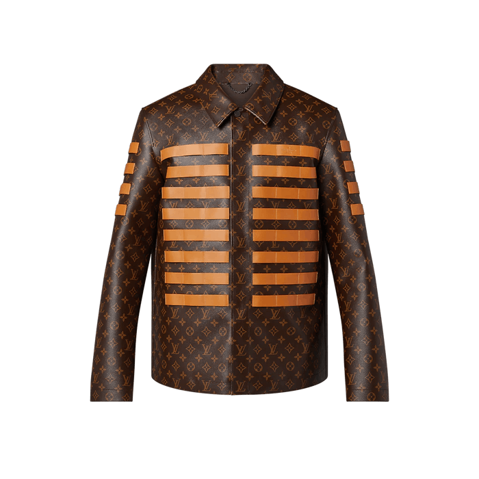Louis Vuitton LOUIS VUITTON JACKET LEATHER MONOGRAM VARSITY DENIM