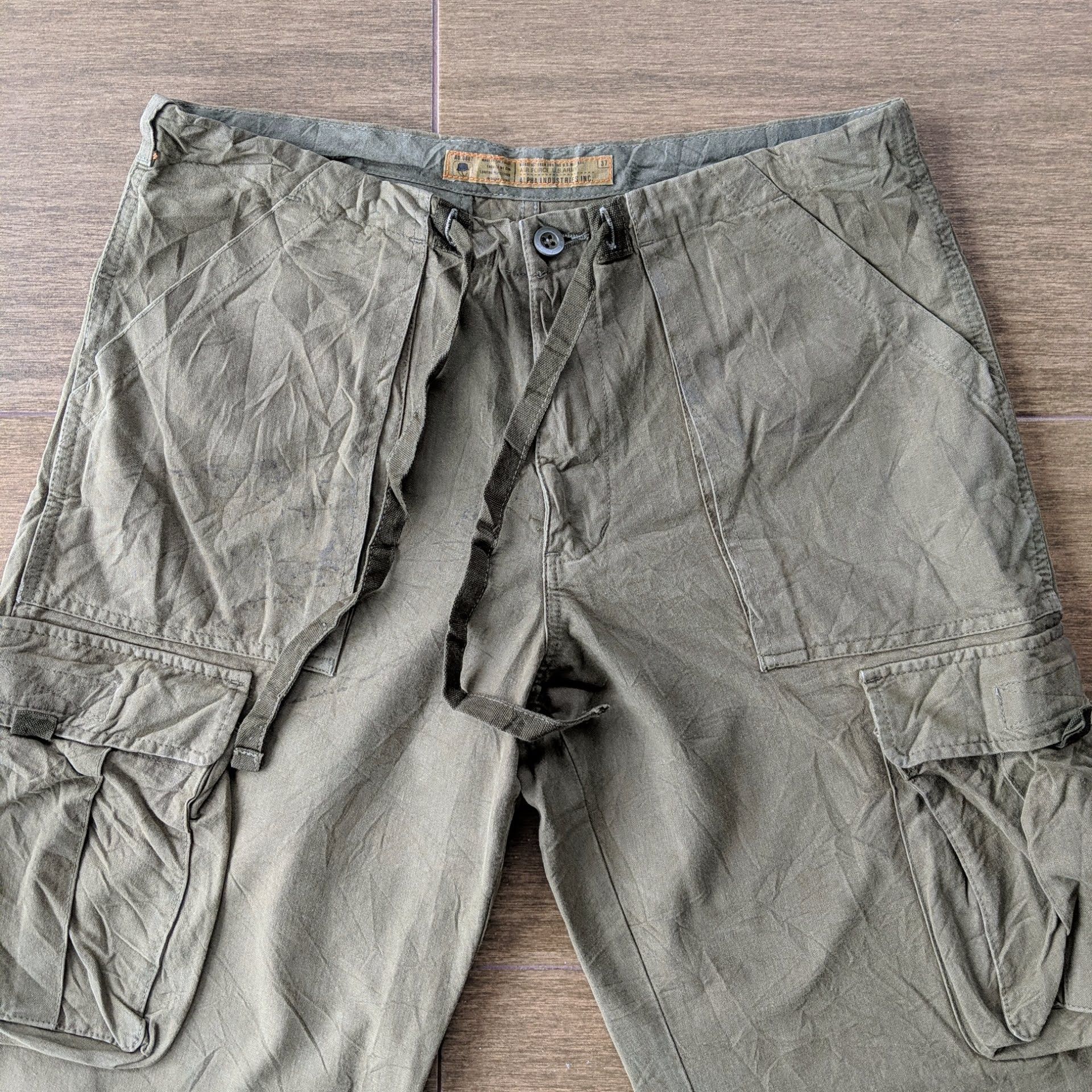 Japanese Brand Alpha Industries Tactical Multipocket Distressed Cargo Pants Size US 32 / EU 48 - 2 Thumbnail