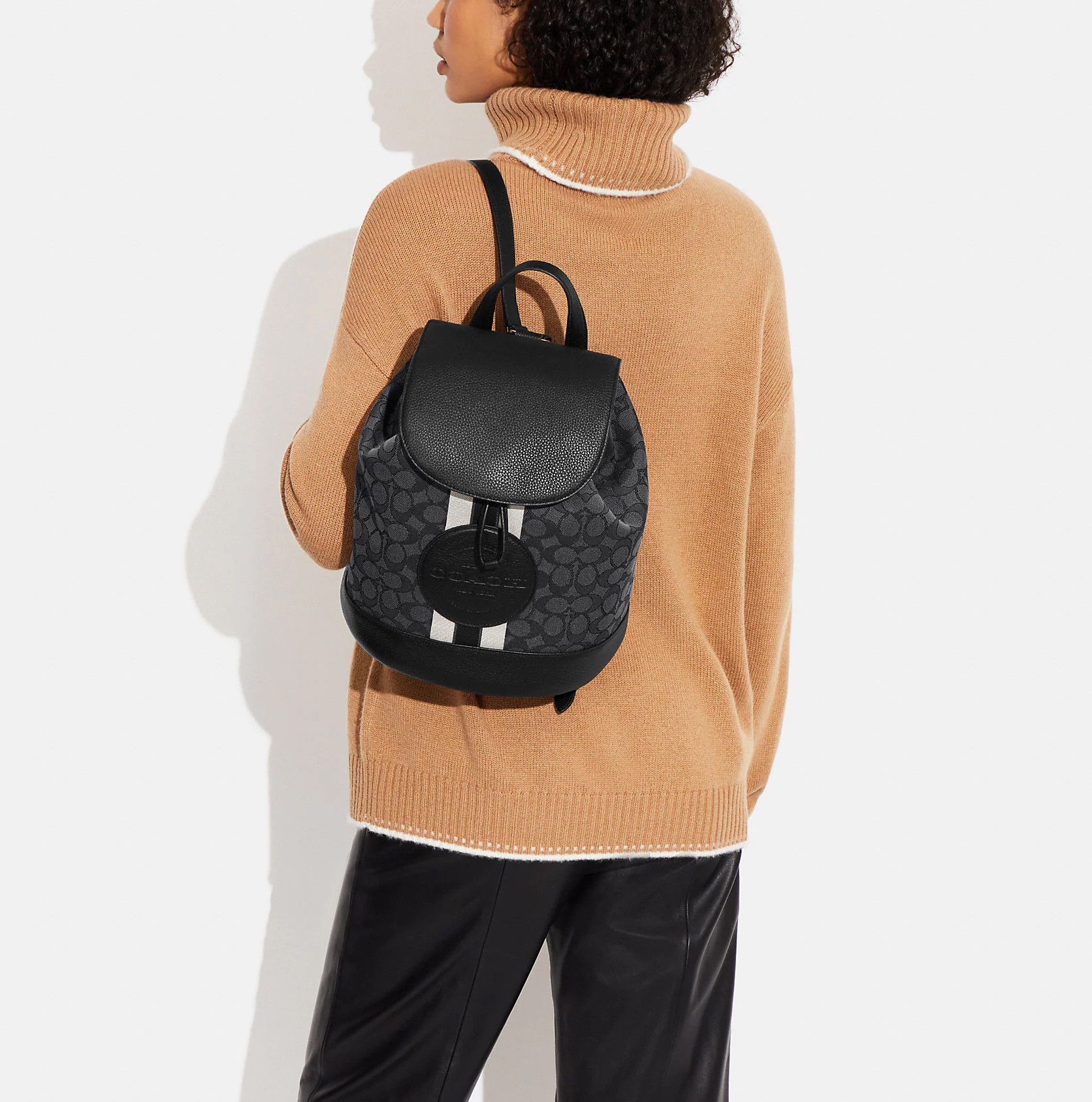 Dempsey Drawstring Backpack In Signature Jacquard