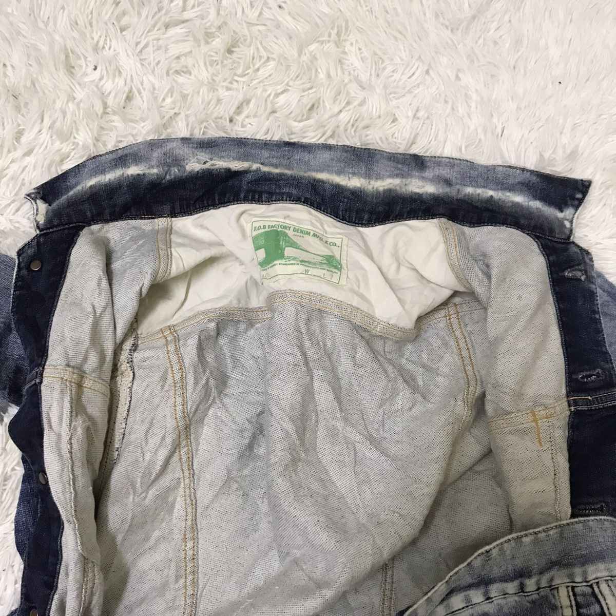 Fob factory Distressed Faded Blue Denim Jacket