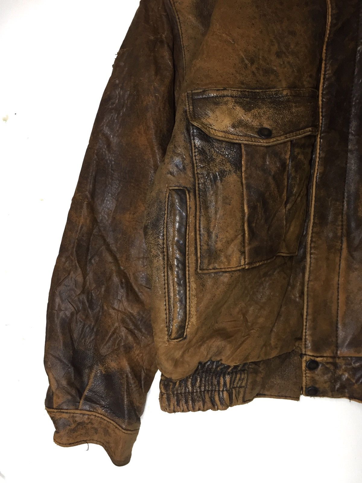 Japanese Brand × Vintage Vintage 80s Flight Jacket Leather Jacket Size US L / EU 52-54 / 3 - 7 Thumbnail