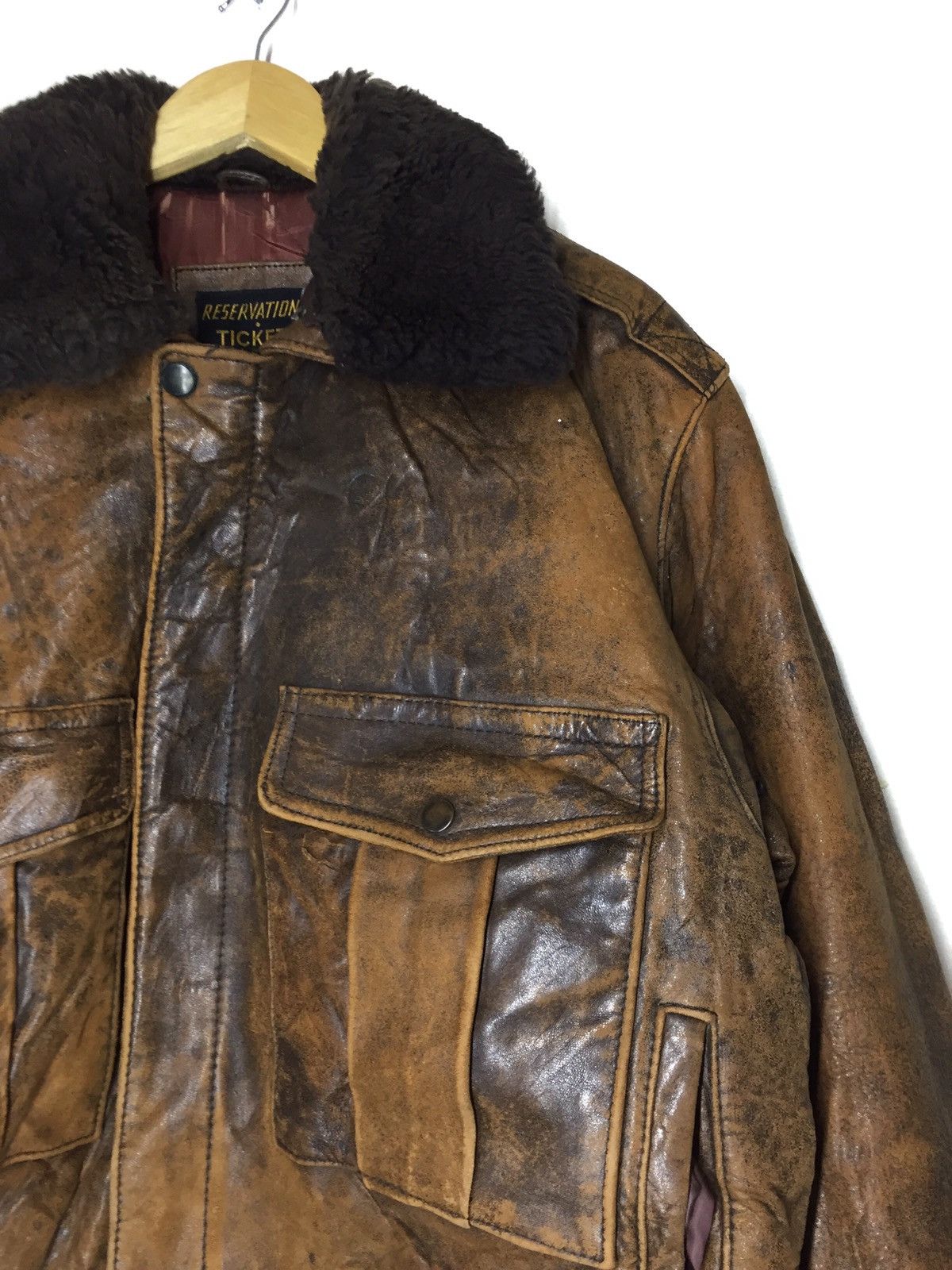 Japanese Brand × Vintage Vintage 80s Flight Jacket Leather Jacket Size US L / EU 52-54 / 3 - 4 Thumbnail