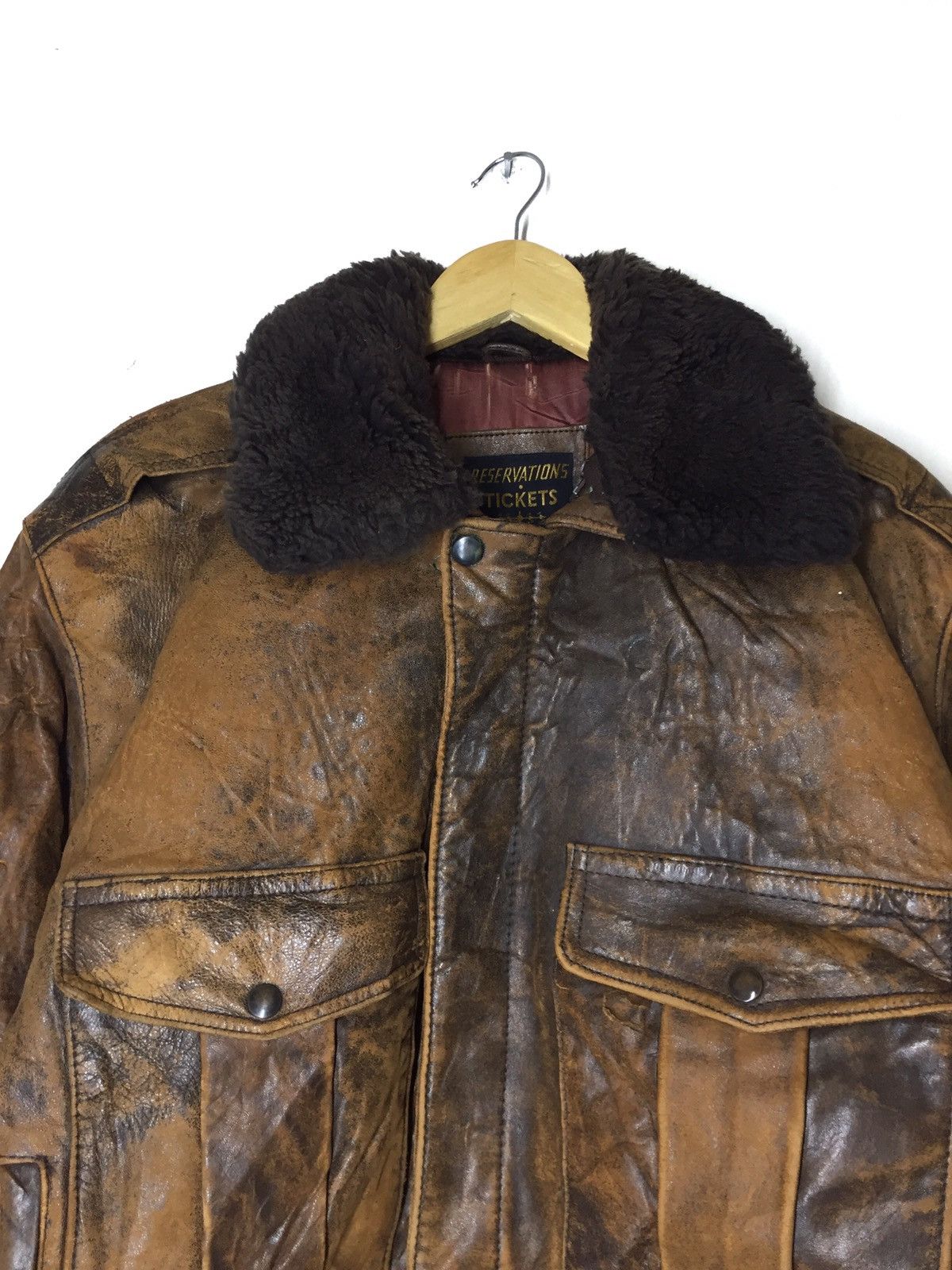 Japanese Brand × Vintage Vintage 80s Flight Jacket Leather Jacket Size US L / EU 52-54 / 3 - 5 Thumbnail