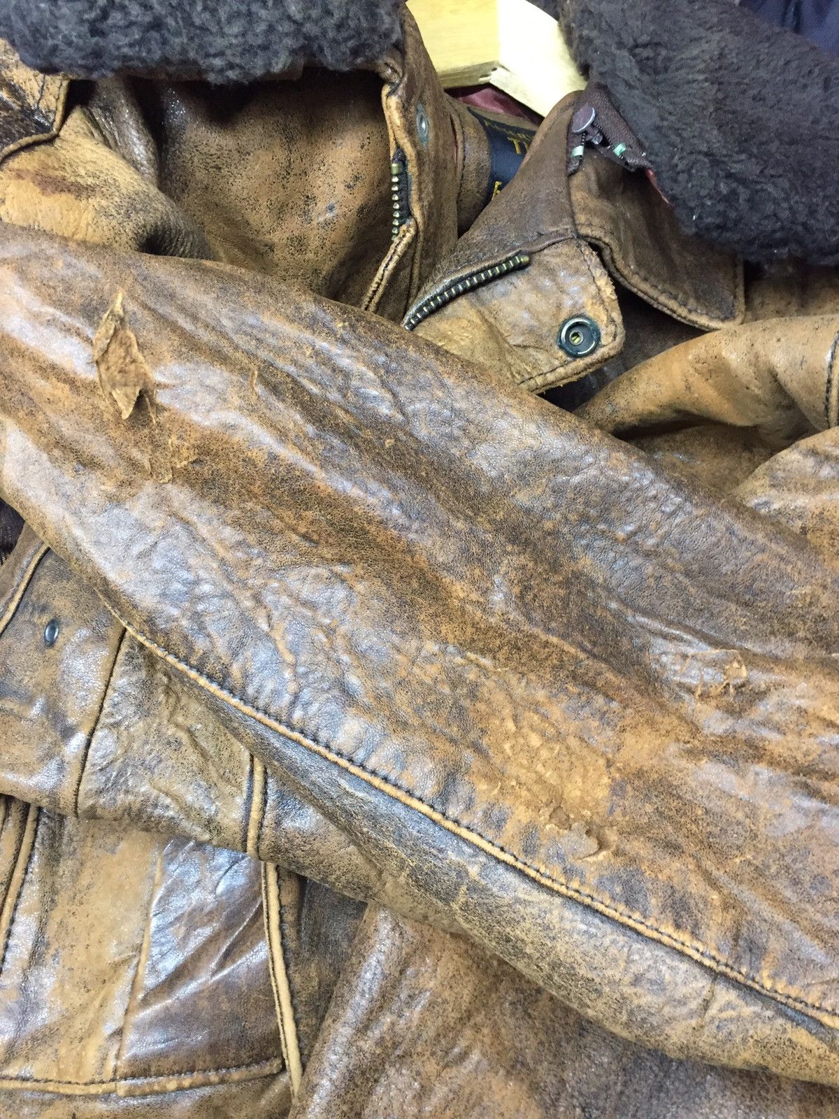 Japanese Brand × Vintage Vintage 80s Flight Jacket Leather Jacket Size US L / EU 52-54 / 3 - 9 Thumbnail