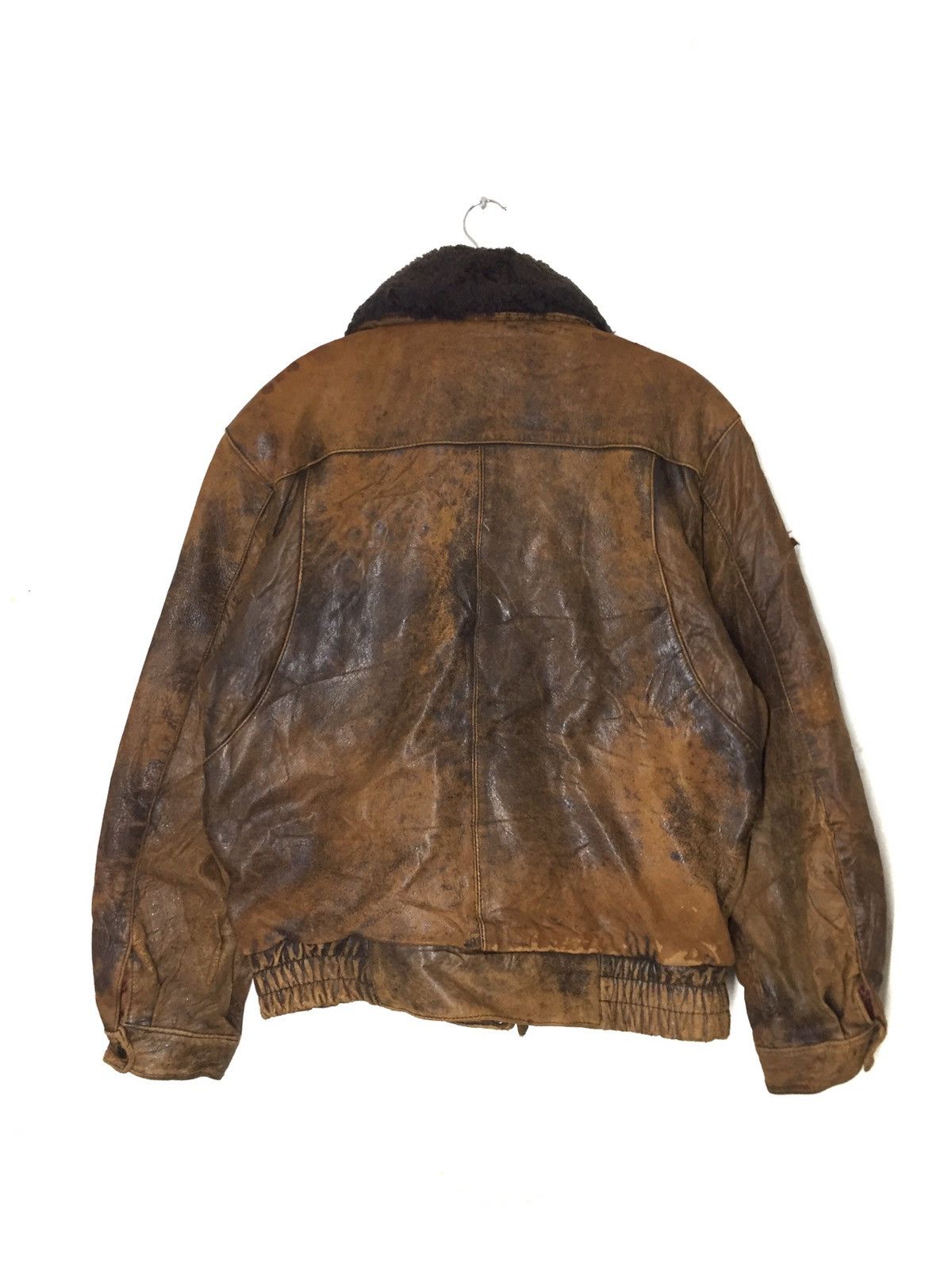 Japanese Brand × Vintage Vintage 80s Flight Jacket Leather Jacket Size US L / EU 52-54 / 3 - 3 Thumbnail