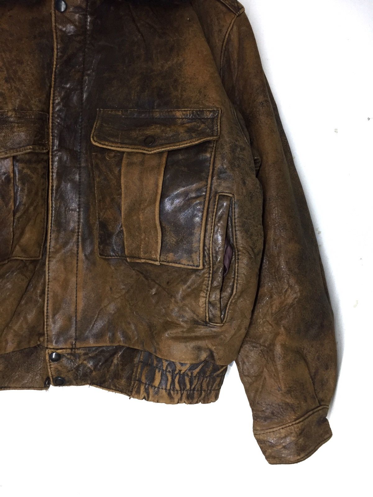 Japanese Brand × Vintage Vintage 80s Flight Jacket Leather Jacket Size US L / EU 52-54 / 3 - 8 Thumbnail