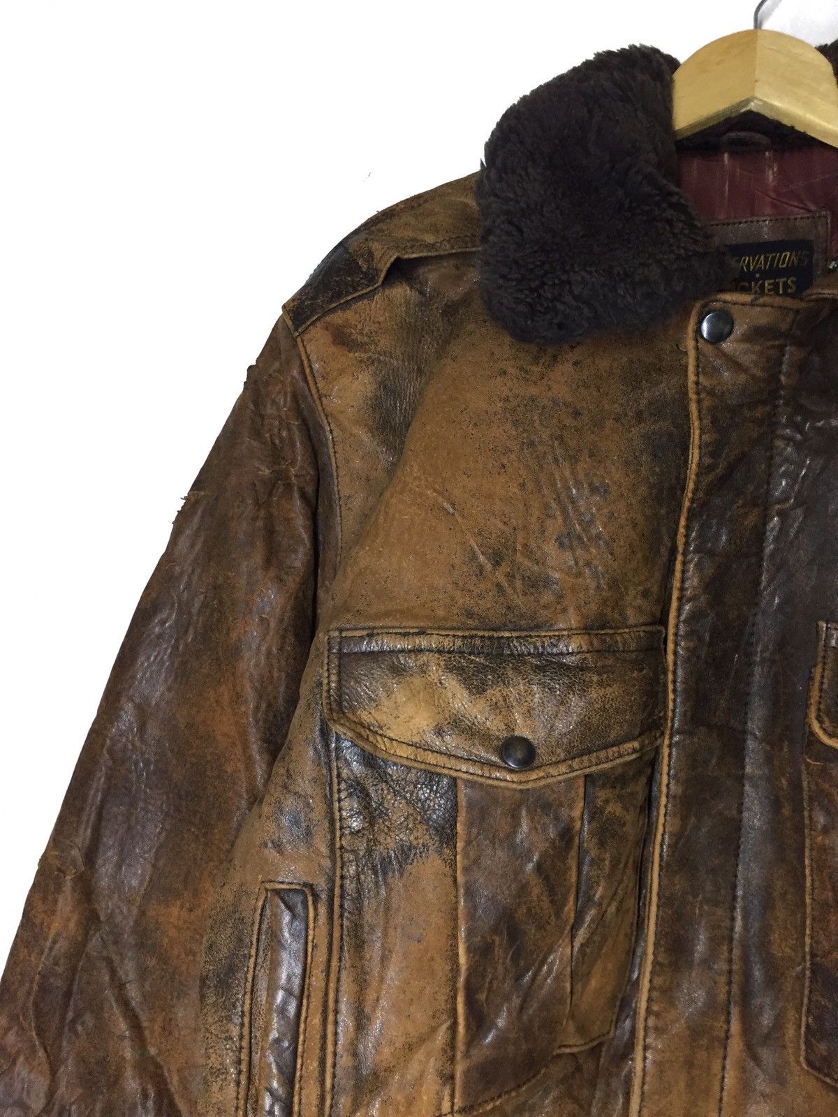 Japanese Brand × Vintage Vintage 80s Flight Jacket Leather Jacket Size US L / EU 52-54 / 3 - 6 Thumbnail