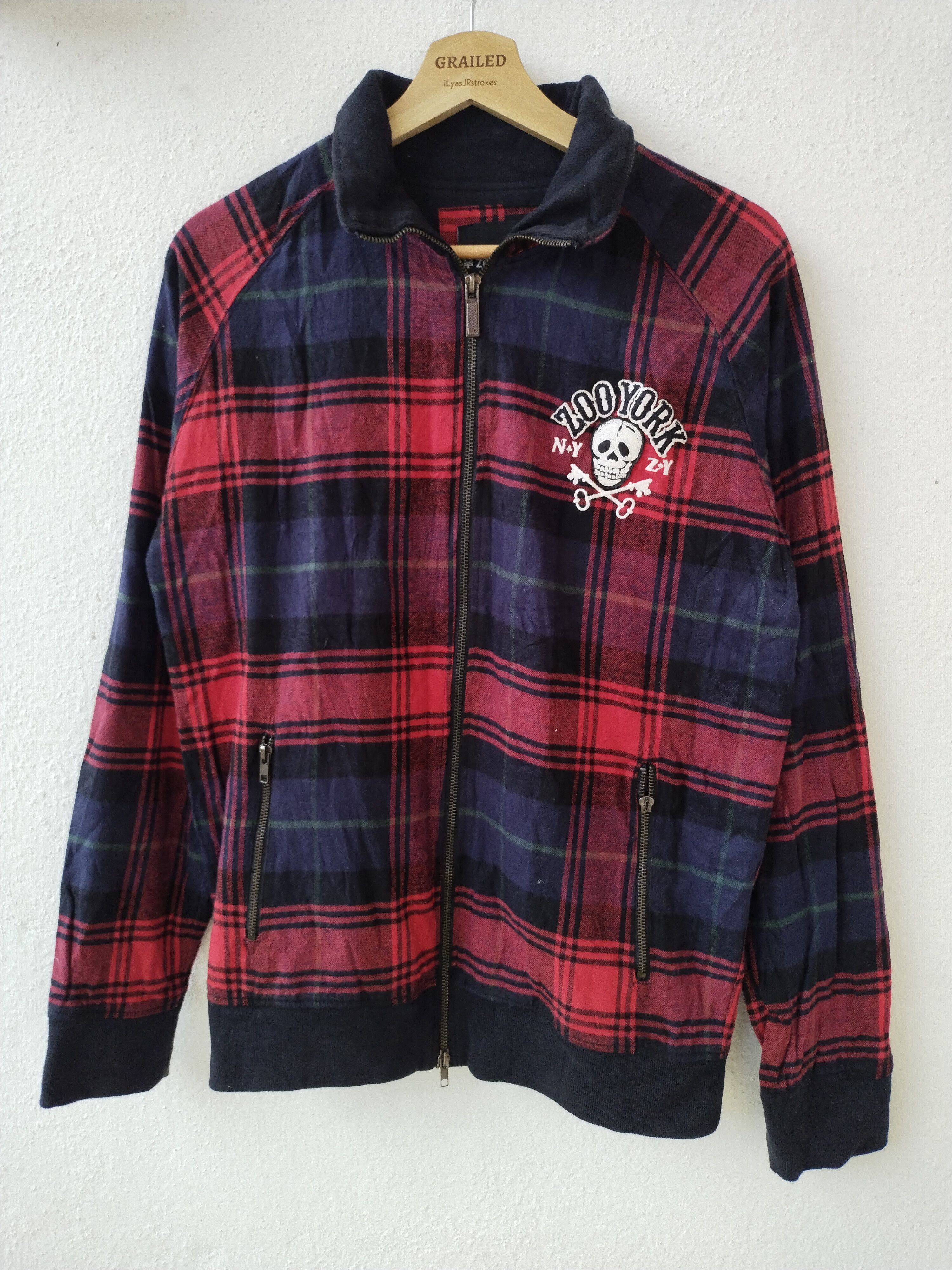Pre-owned If Six Was Nine X Vintage Vtg Zoo York Skull Flannel Jacket