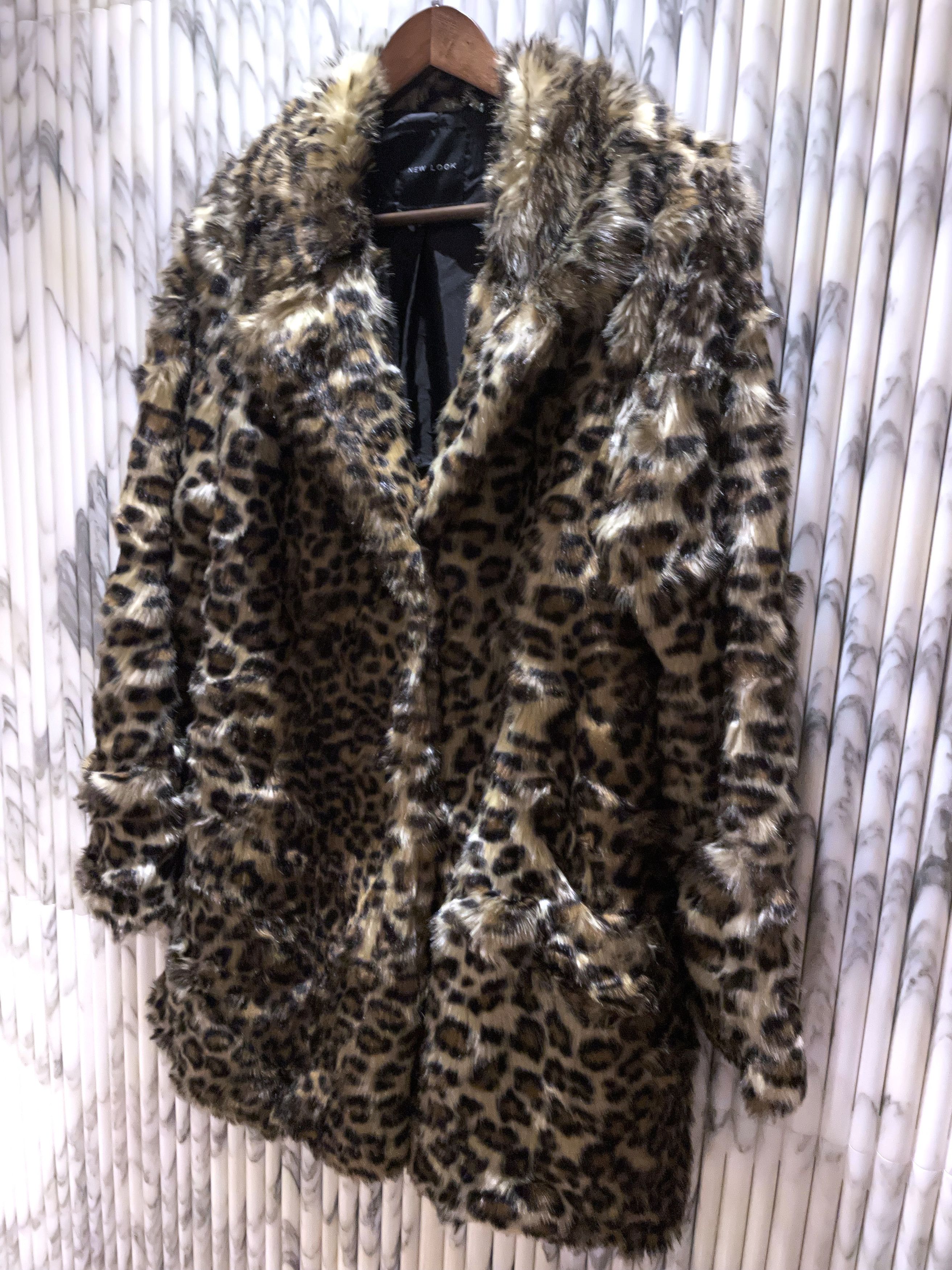 New Look VINTAGE SHAGGY LEOPARD BABYCAT FAUX FUR COAT Size US M / EU 48-50 / 2 - 7 Thumbnail
