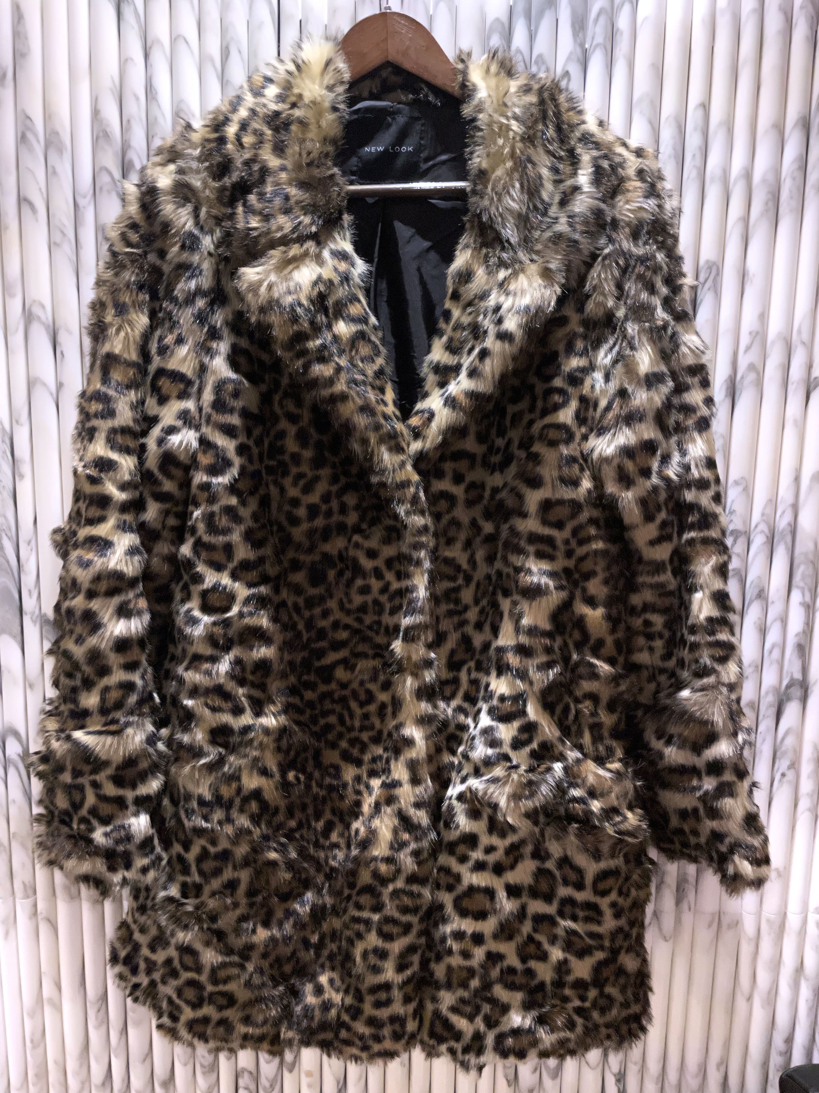 New Look VINTAGE SHAGGY LEOPARD BABYCAT FAUX FUR COAT Size US M / EU 48-50 / 2 - 6 Thumbnail