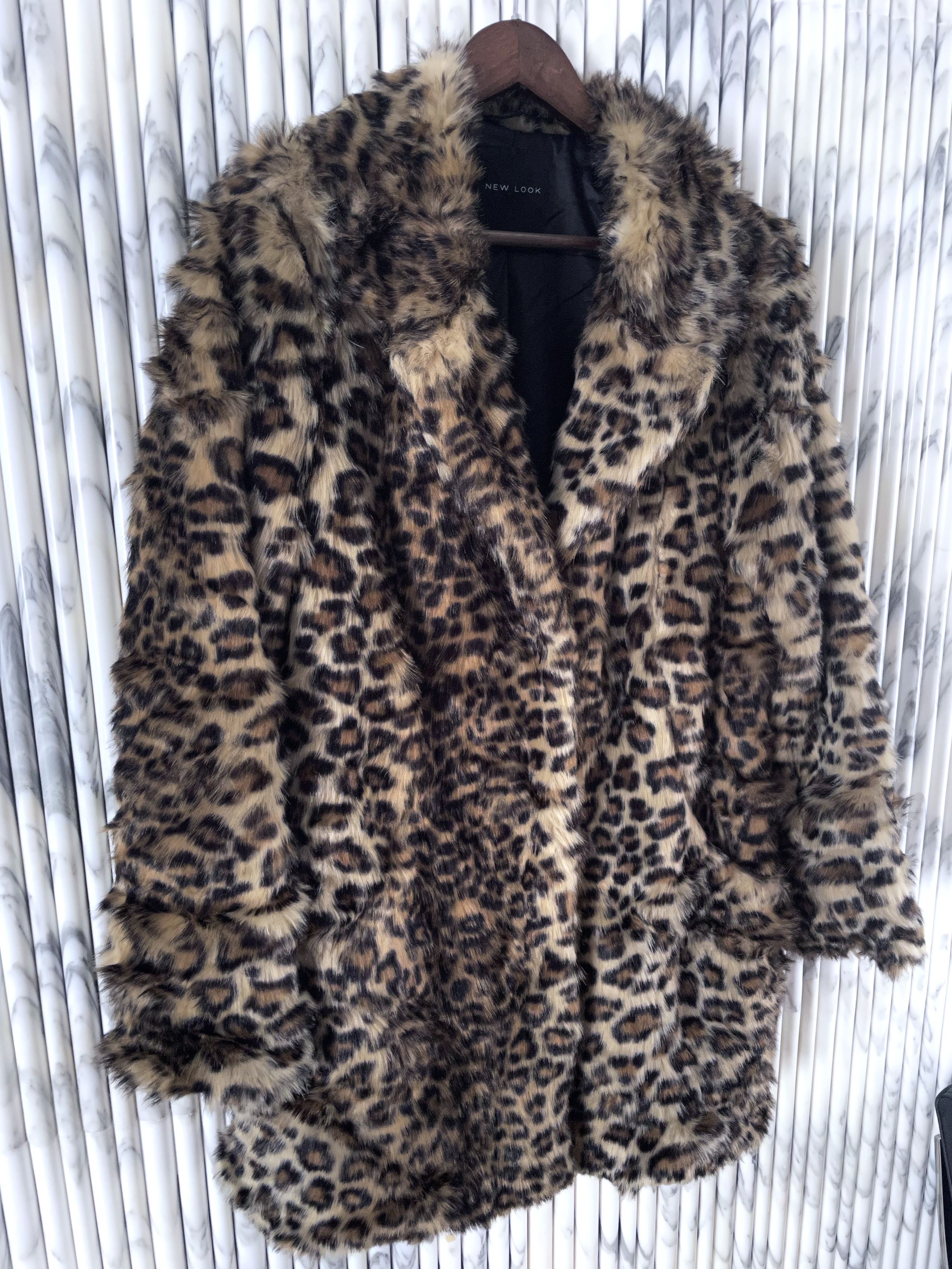 New Look VINTAGE SHAGGY LEOPARD BABYCAT FAUX FUR COAT Size US M / EU 48-50 / 2 - 3 Thumbnail