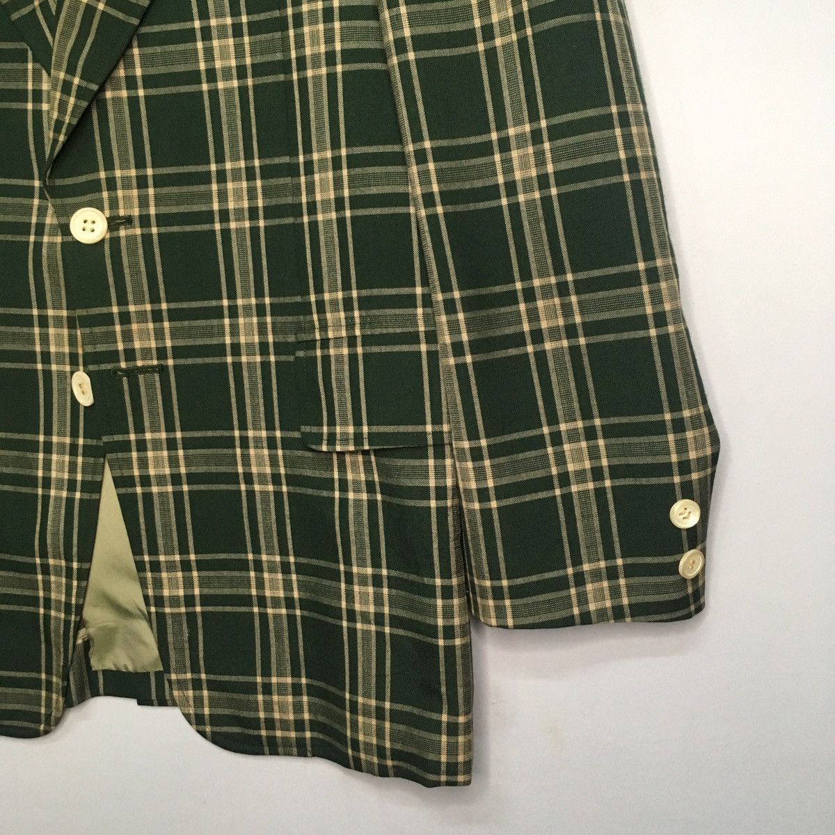 Japanese Brand × Vintage Sub Urban Plaid Green Checker Blazer Jacket Coat Size 46R - 3 Thumbnail