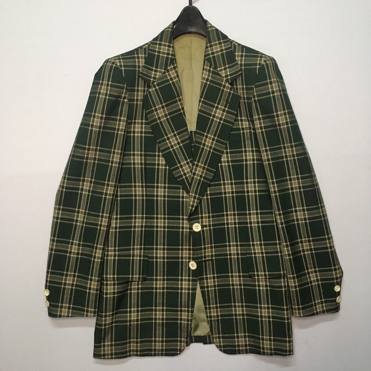 Japanese Brand × Vintage Sub Urban Plaid Green Checker Blazer Jacket Coat Size 46R - 1 Thumbnail