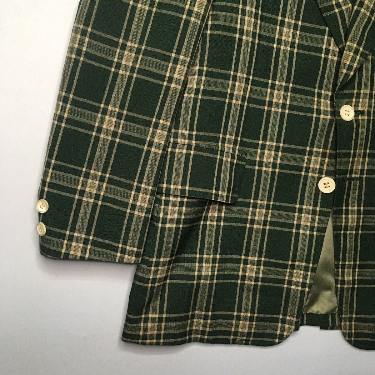Japanese Brand × Vintage Sub Urban Plaid Green Checker Blazer Jacket Coat Size 46R - 2 Thumbnail