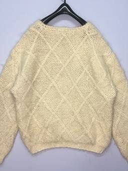 Aran Isles Knitwear × Other Vintage Joy City Knit Baggy Jumper Diamond Pullover Sweater Size US L / EU 52-54 / 3 - 3 Thumbnail