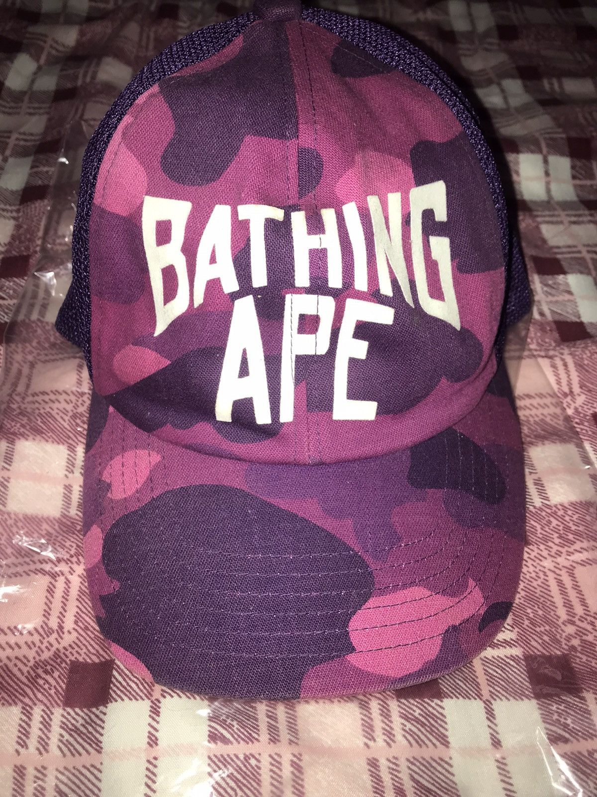 Bape Bape OG purple camo NYC Gotham logo trucker hat cap Size ONE SIZE - 1 Thumbnail