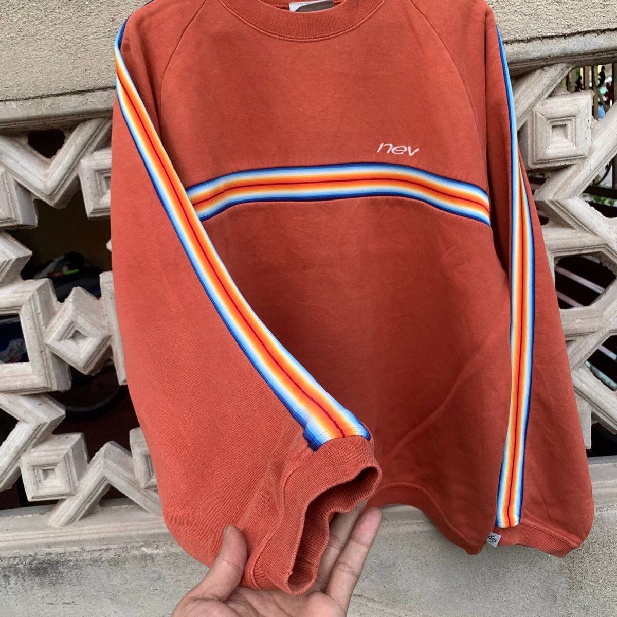 Rainbow × Vintage Vintage Nev Rainbow Striped Crewneck Pullover Sweatshirts Size US L / EU 52-54 / 3 - 4 Thumbnail