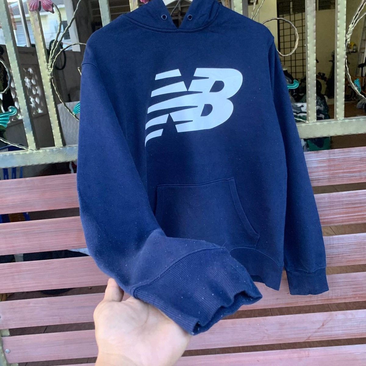 New Balance × Vintage 🔥BESTOFFER🔥Vintage New Balance Big Logo Hooded Sweatshirts Size US L / EU 52-54 / 3 - 4 Thumbnail