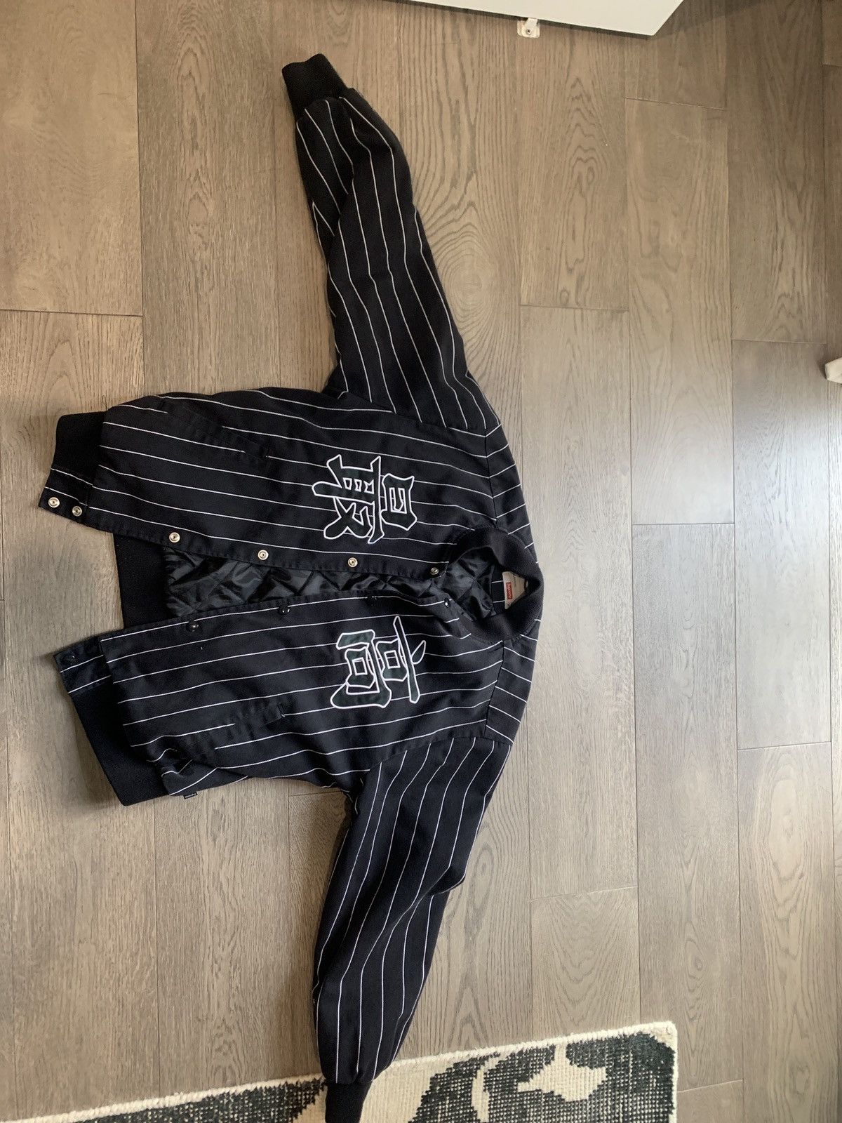 Supreme Pinstripe Varsity Jacket | Grailed