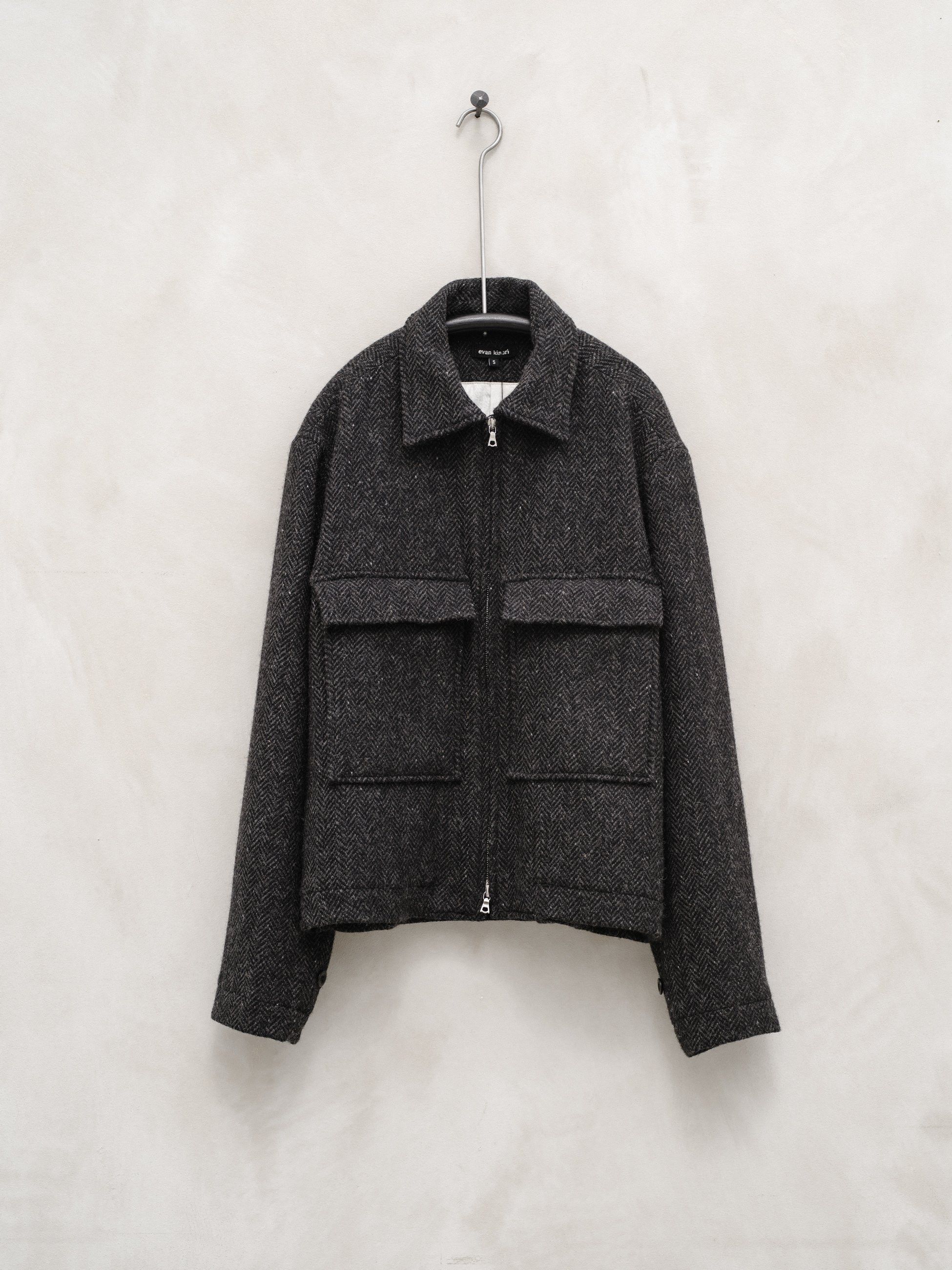 Evan Kinori Evan Kinori Zip Jacket - Irish Lambswool Herringbone | Grailed