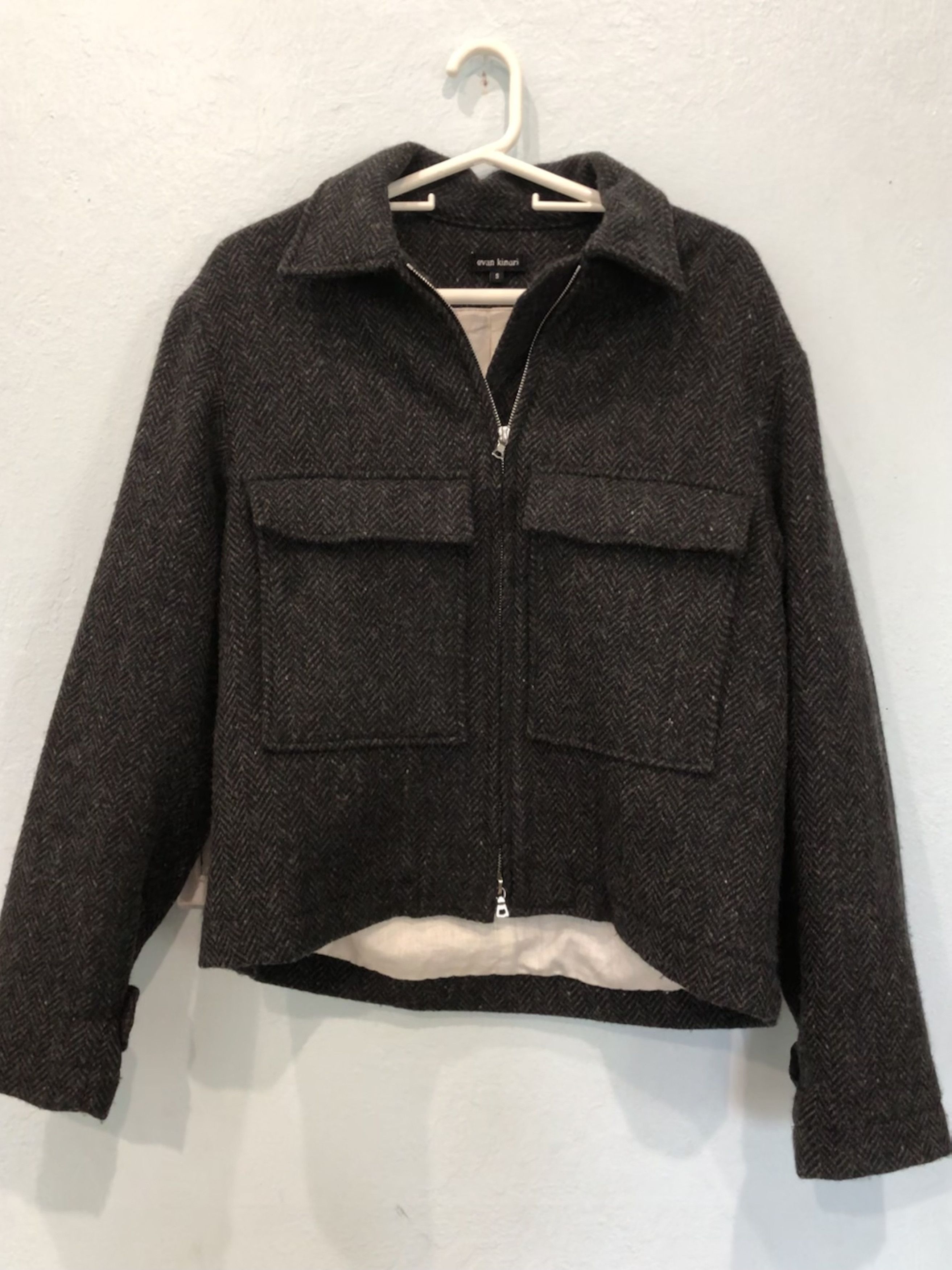 Evan Kinori Evan Kinori Zip Jacket - Irish Lambswool Herringbone | Grailed